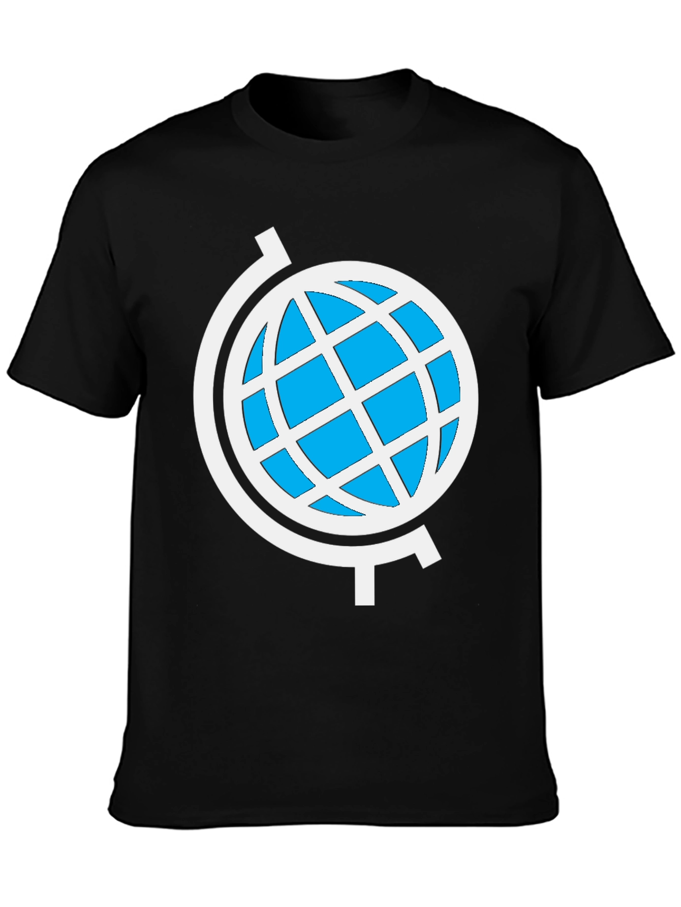 Black Globe Graphic Black T-Shirt - Stylish World Design view 3