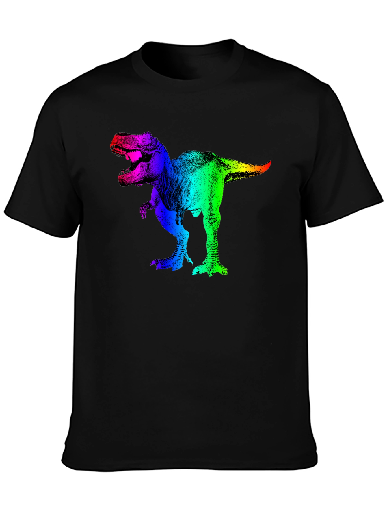 Black Rainbow Dinosaur Graphic T-Shirt view 3