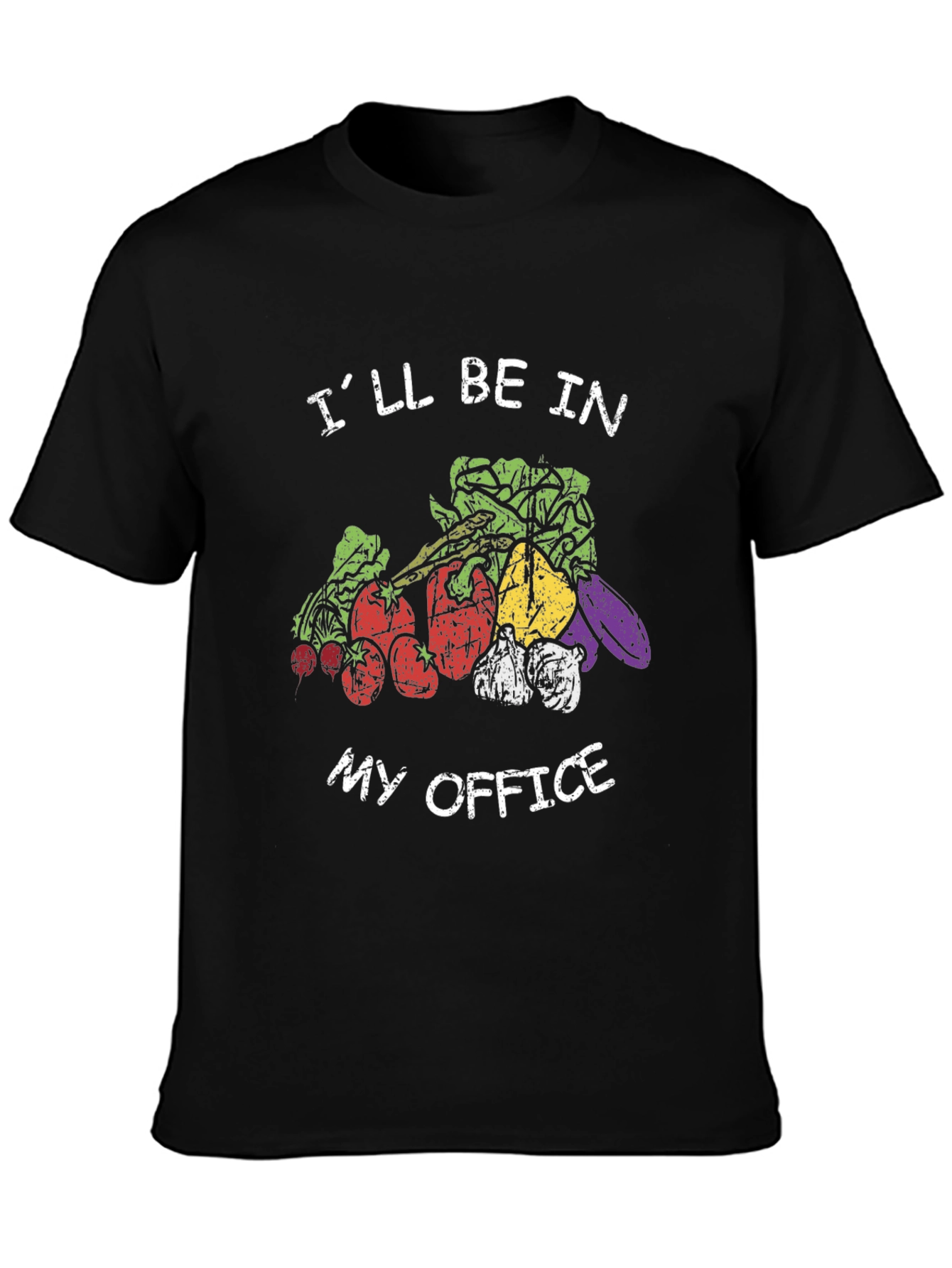 Black Vegetable Garden T-Shirt - "I'll Be In My Office" view 3