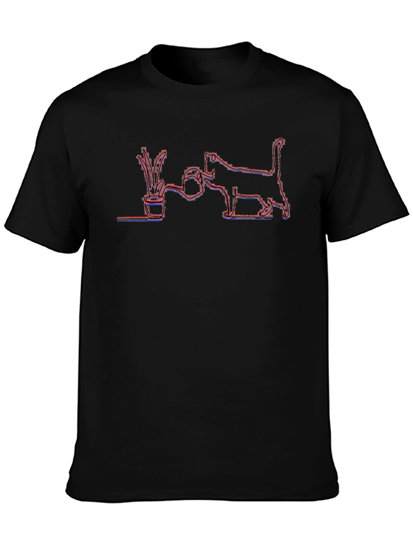 Black Cat Watering Plant Graphic T-Shirt view 3