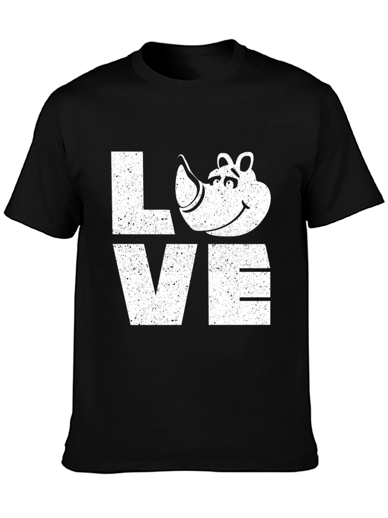 Black Love Rhino Graphic Tee - Soft Black Cotton T-Shirt view 3
