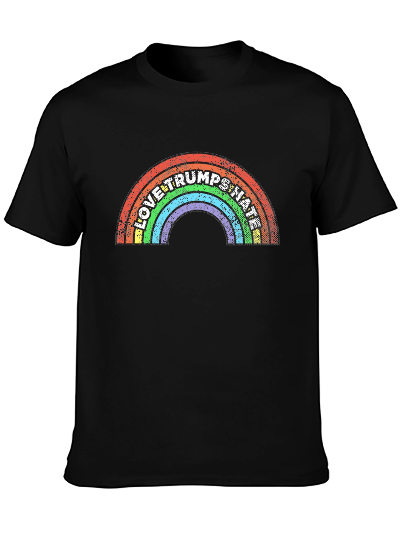 Black Love Trumps Hate Rainbow Graphic T-Shirt view 3