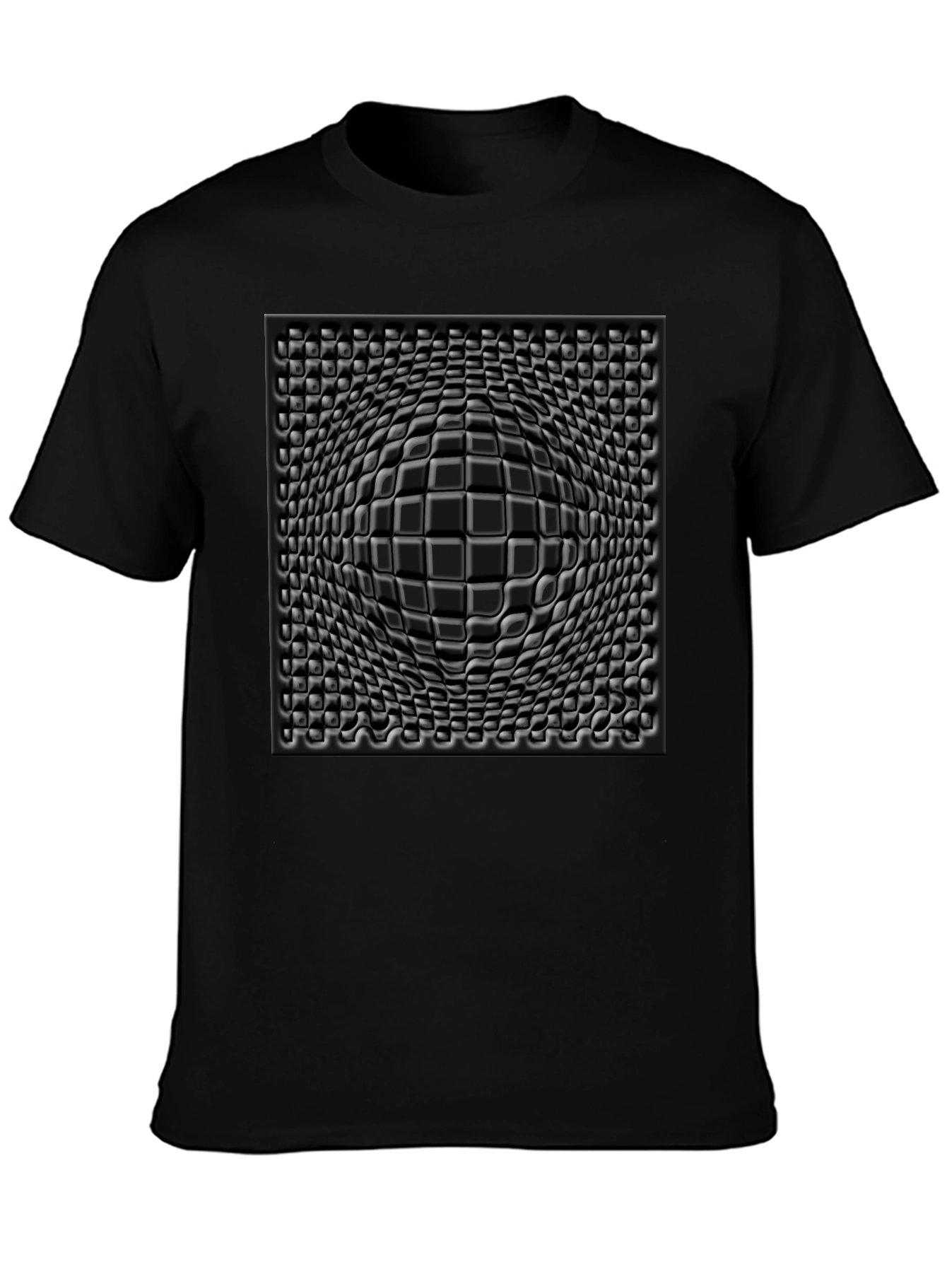 Black 3D Illusion Black Graphic Tee - Stylish Visual Design view 3
