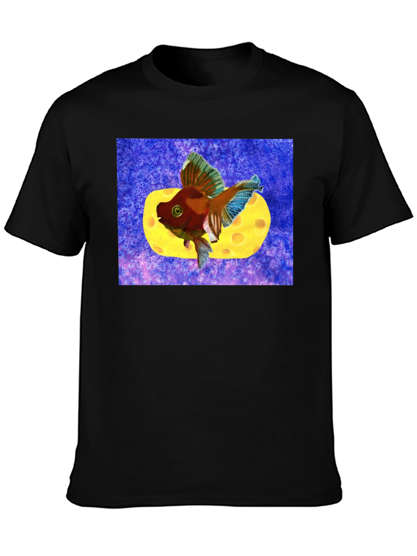 Black Goldfish Cheese Design T-Shirt view 3