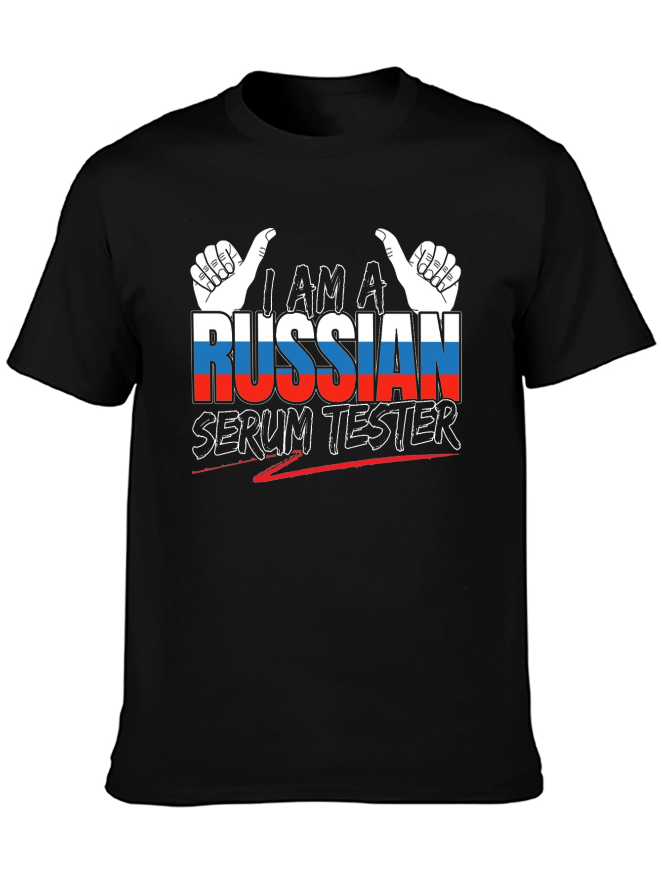 Black I am a Russian Serum Tester Black Graphic T-Shirt view 3