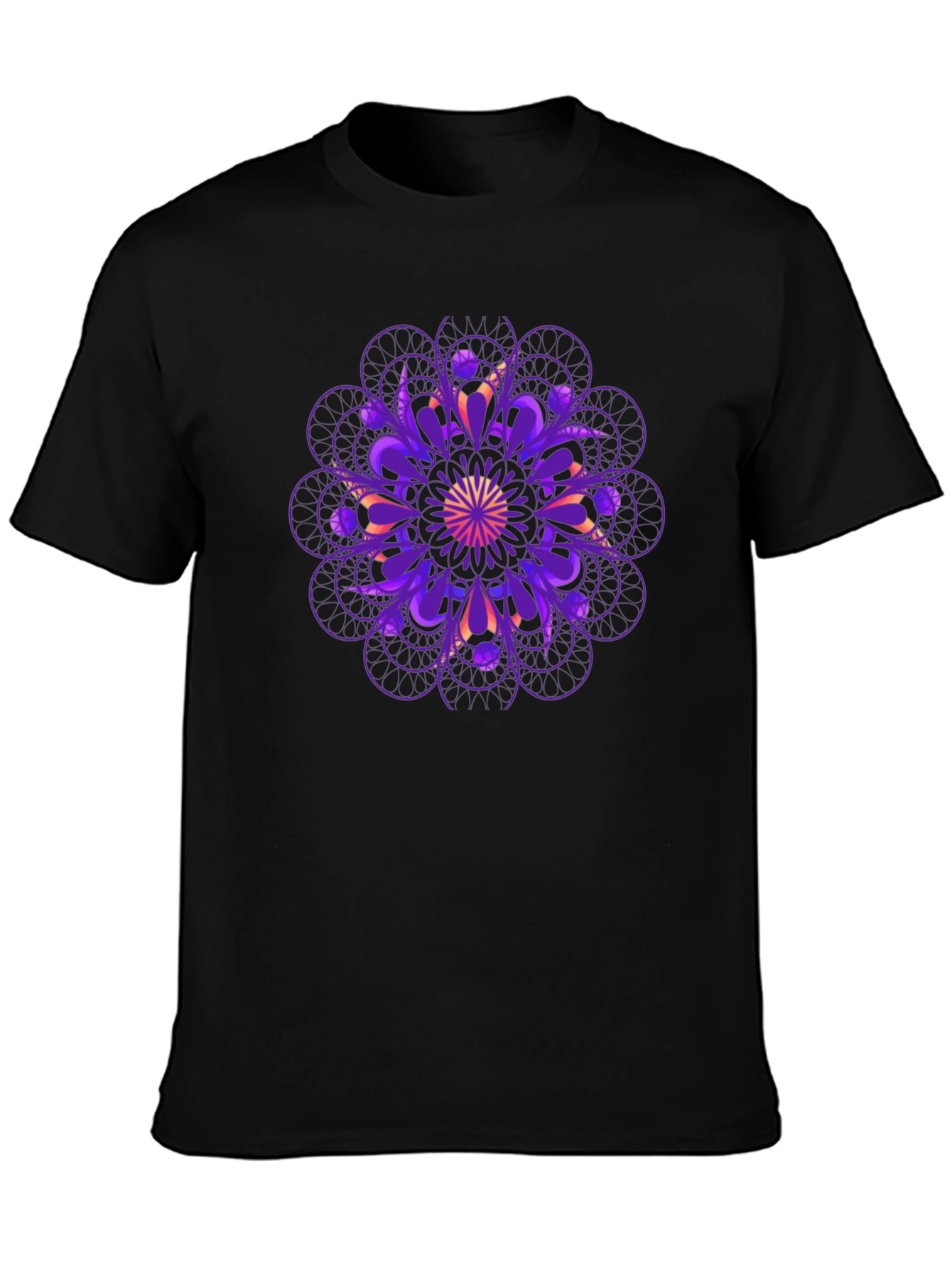 Black Geometric Mandala Graphic Tee - Black view 3