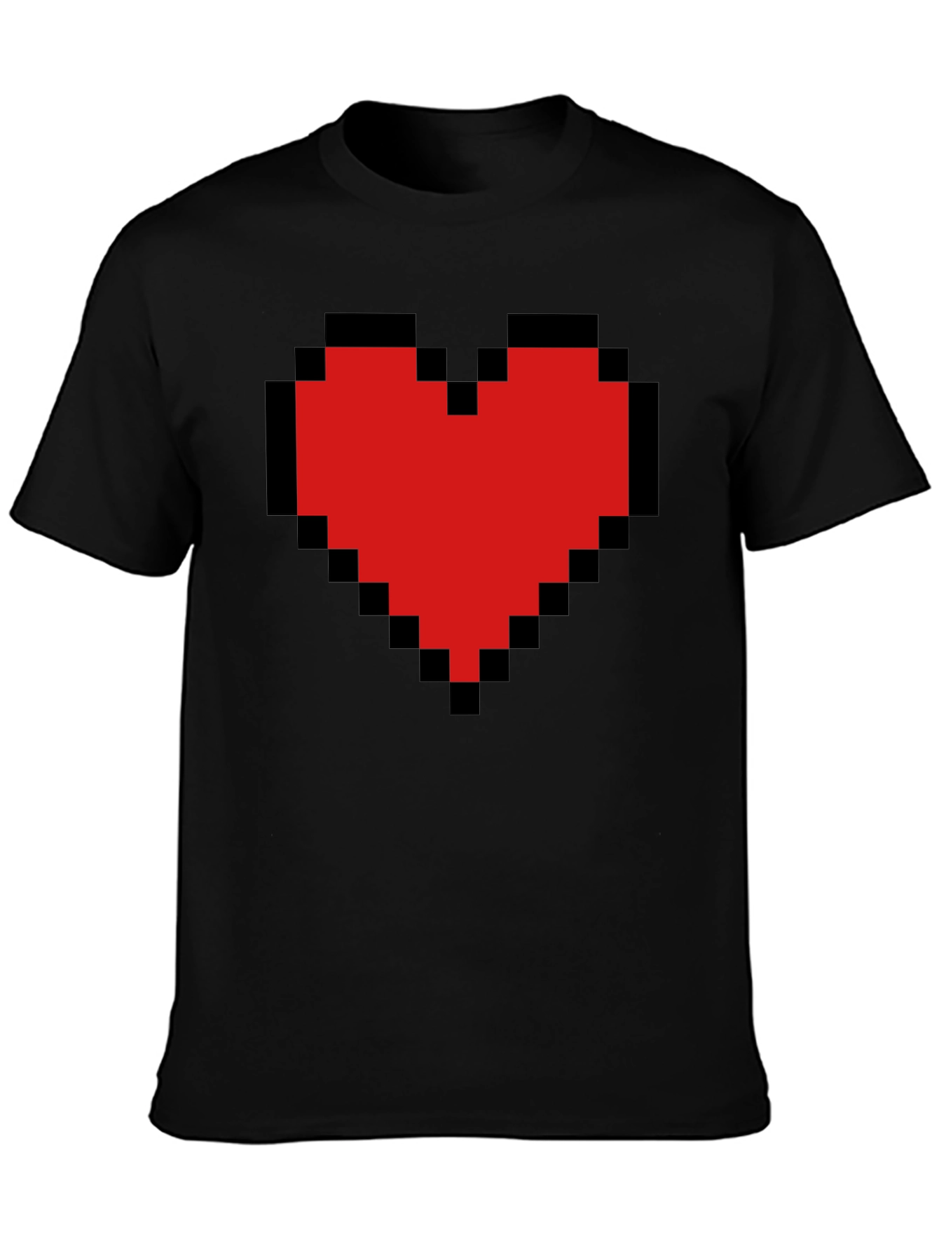 Black Pixel Heart Graphic Tee - Gamer Style view 3