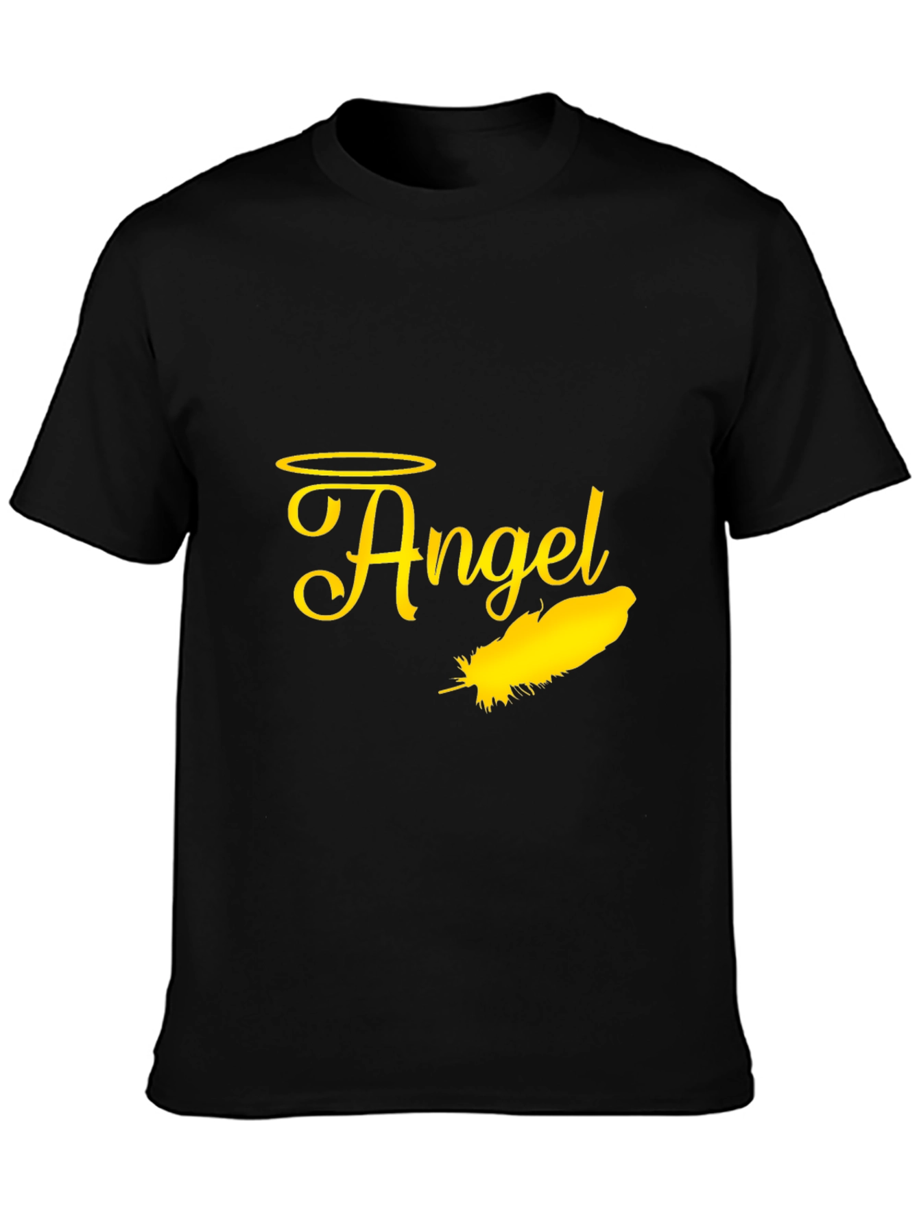 Black Angel Feather Graphic Black T-Shirt view 3