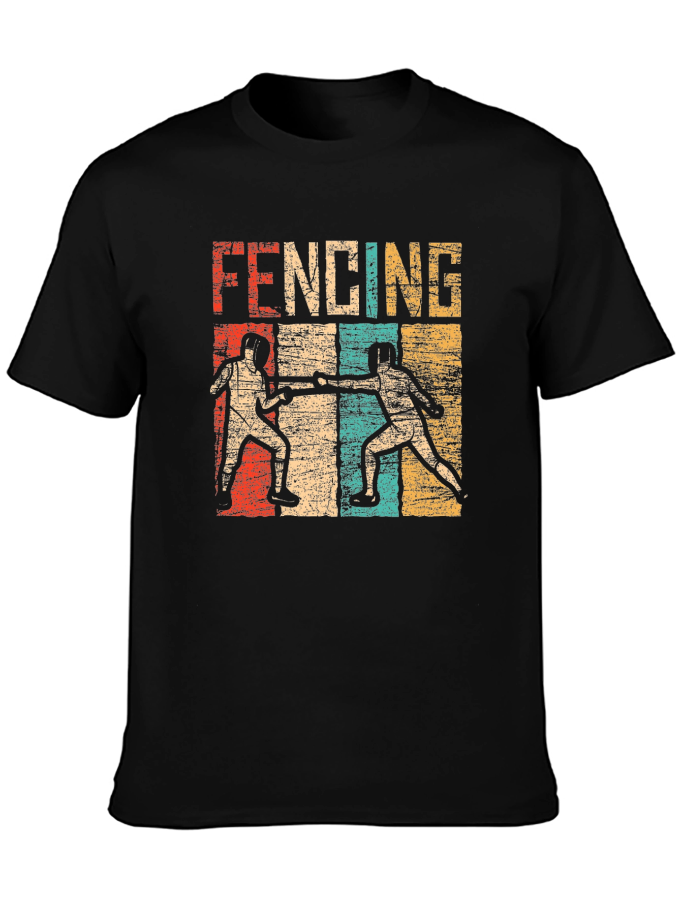 Black Vintage Fencing T-Shirt view 3