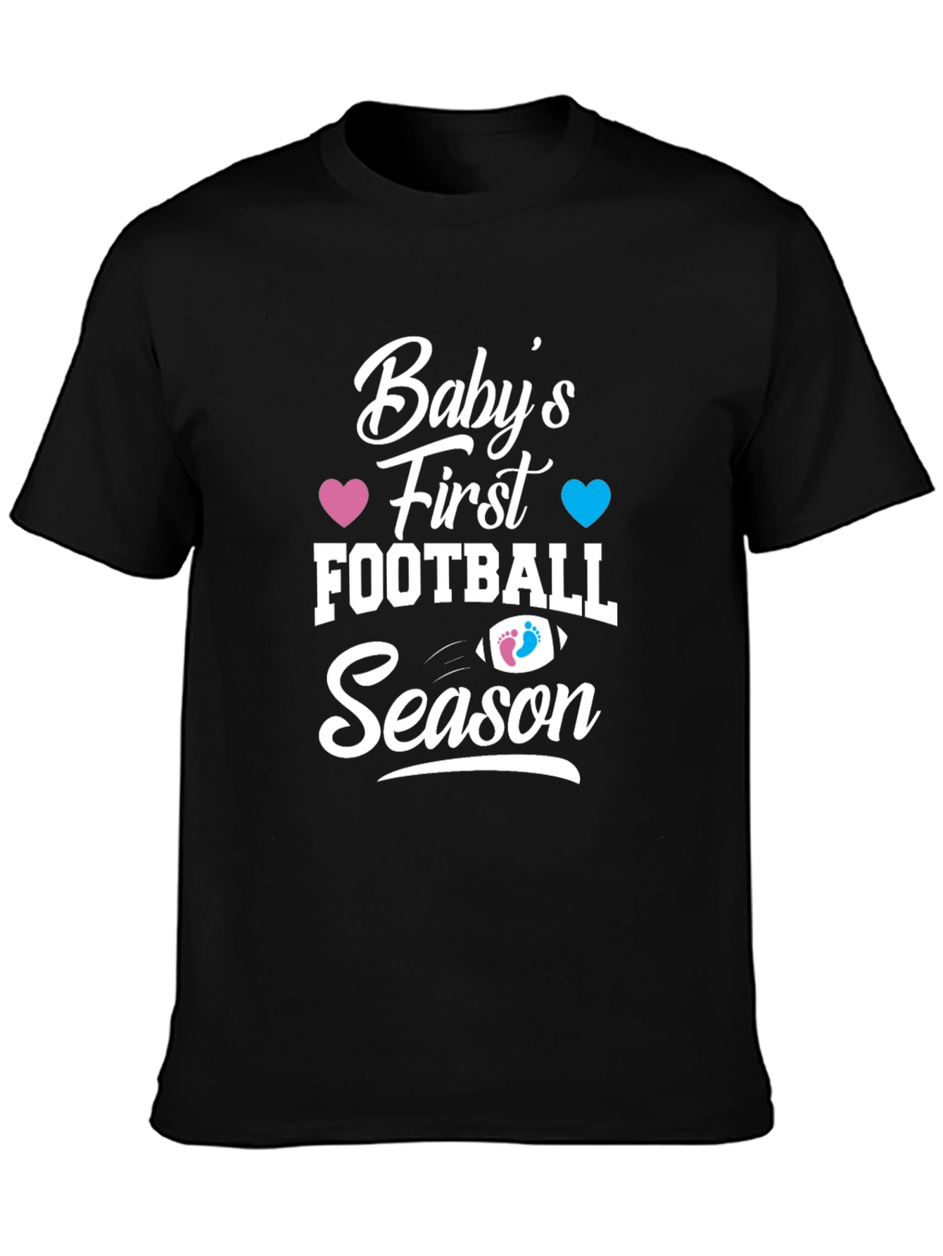 Black Baby's First Football Season Gender Reveal T-Shirt view 3