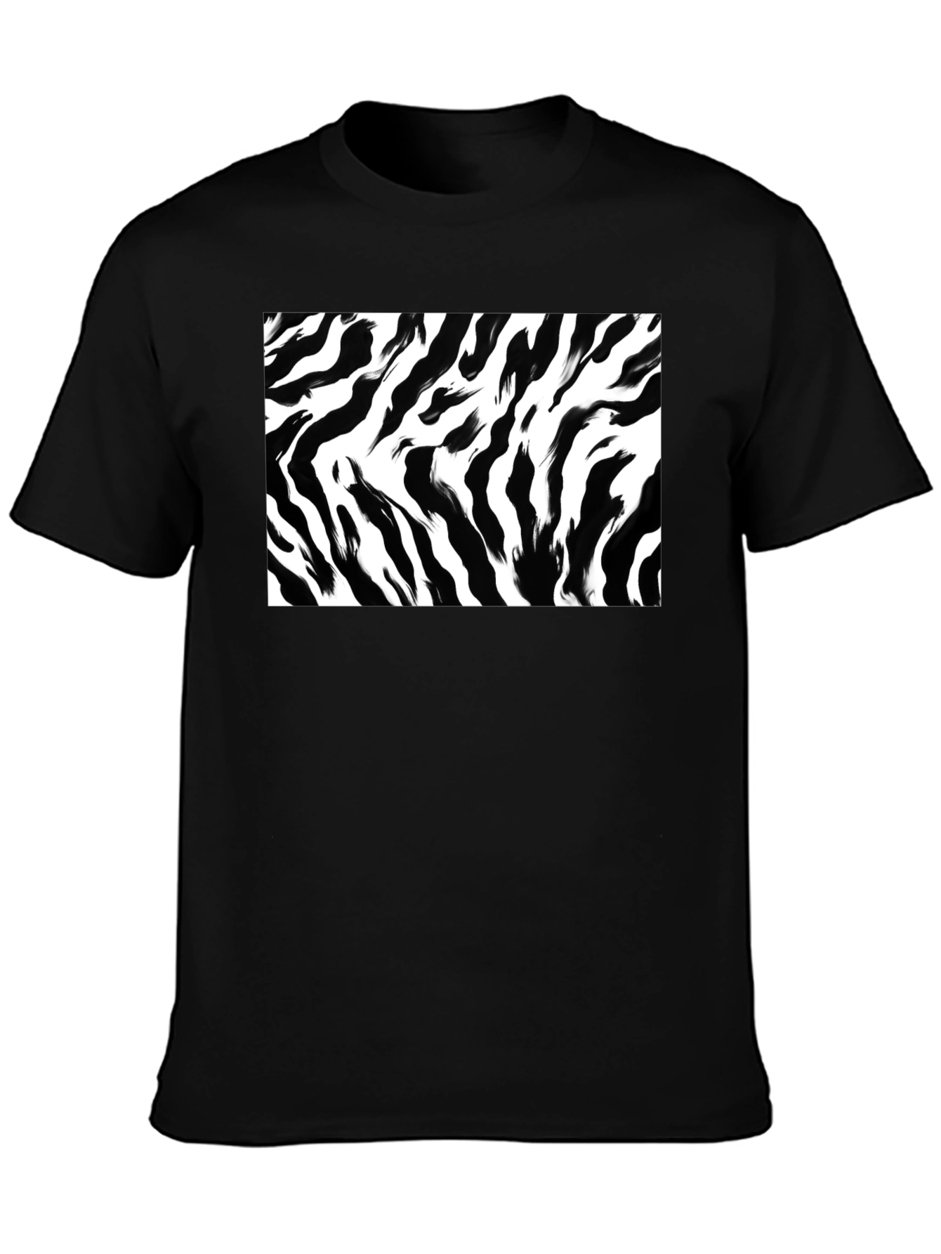 Black Zebra Stripe Graphic Print Black T-Shirt view 3