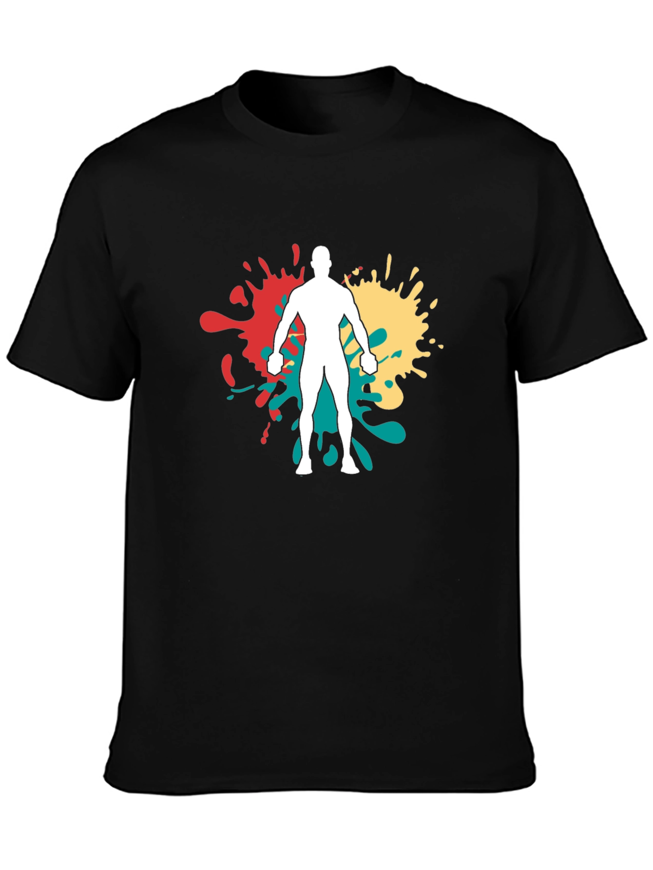 Black Abstract Splatter Man Graphic Black Tee Shirt view 3