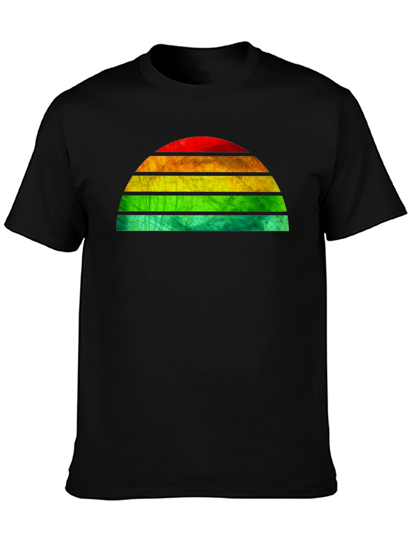 Black Retro Sunset Graphic Tee - Black Cotton T-Shirt view 3