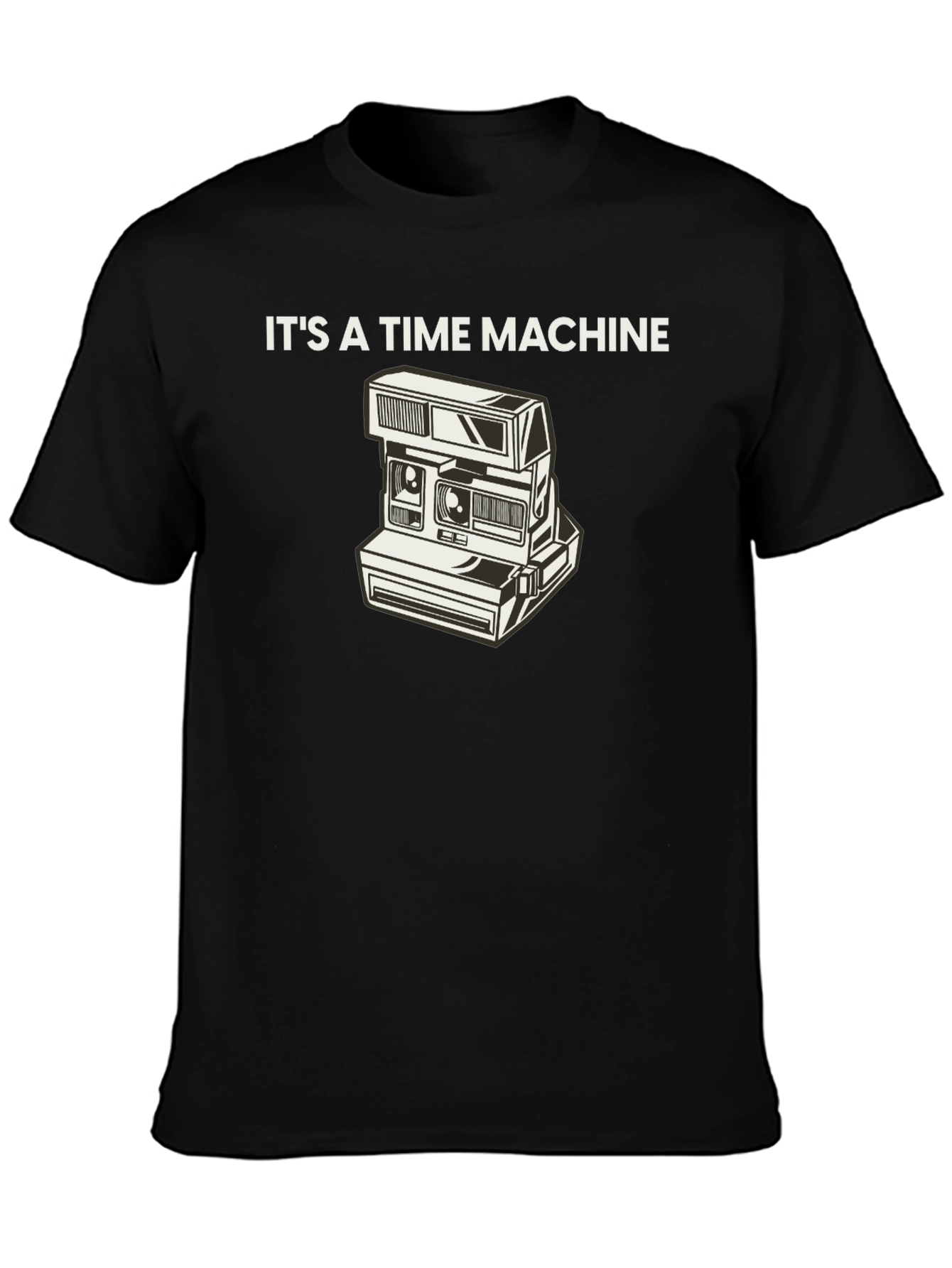 Black Retro Camera Time Machine Graphic Tee - Black view 3