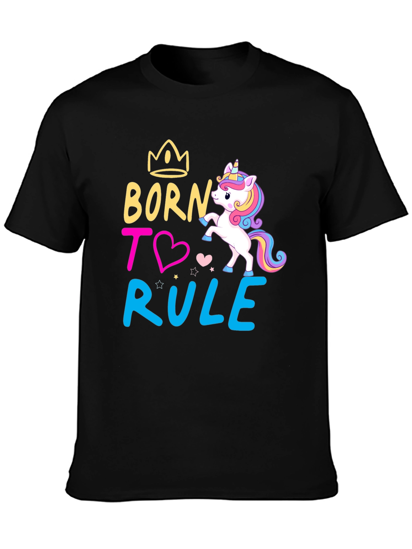 Black Born to Rule Unicorn Graphic T-Shirt view 3