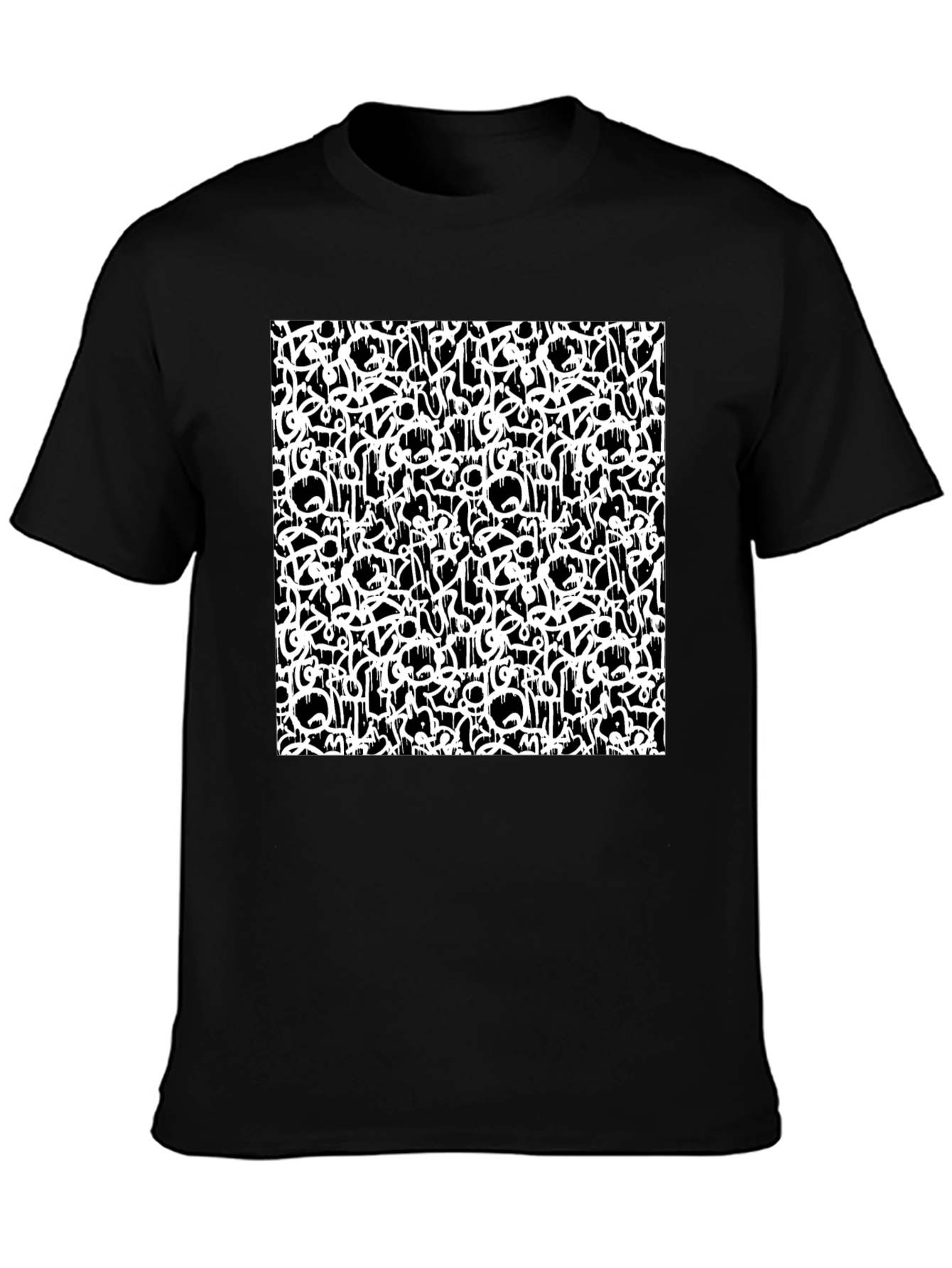 Black Graffiti Art Black T-Shirt - Street Style Cool view 3