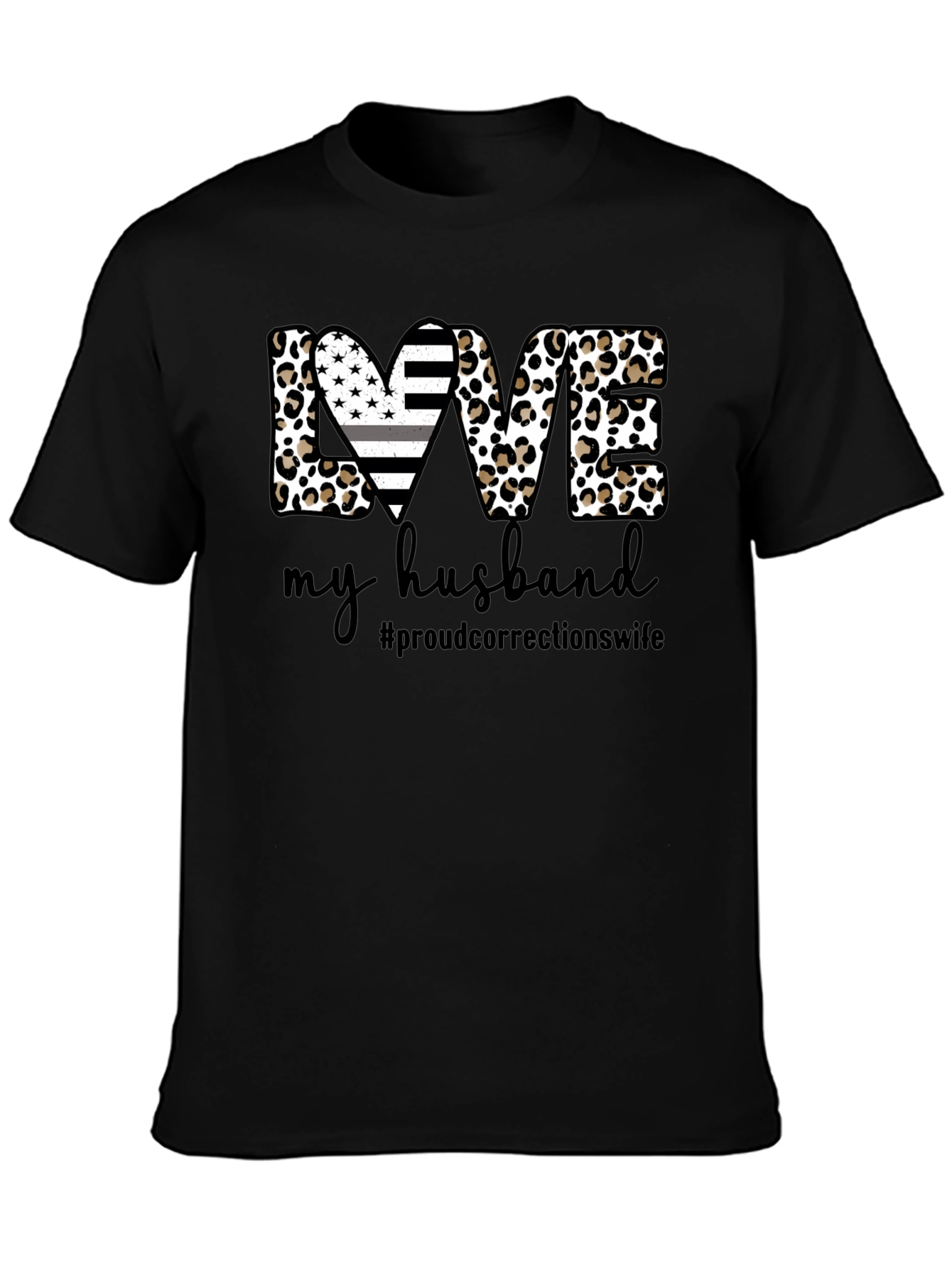Black Love My Husband Correctional Wife Black T-Shirt view 3