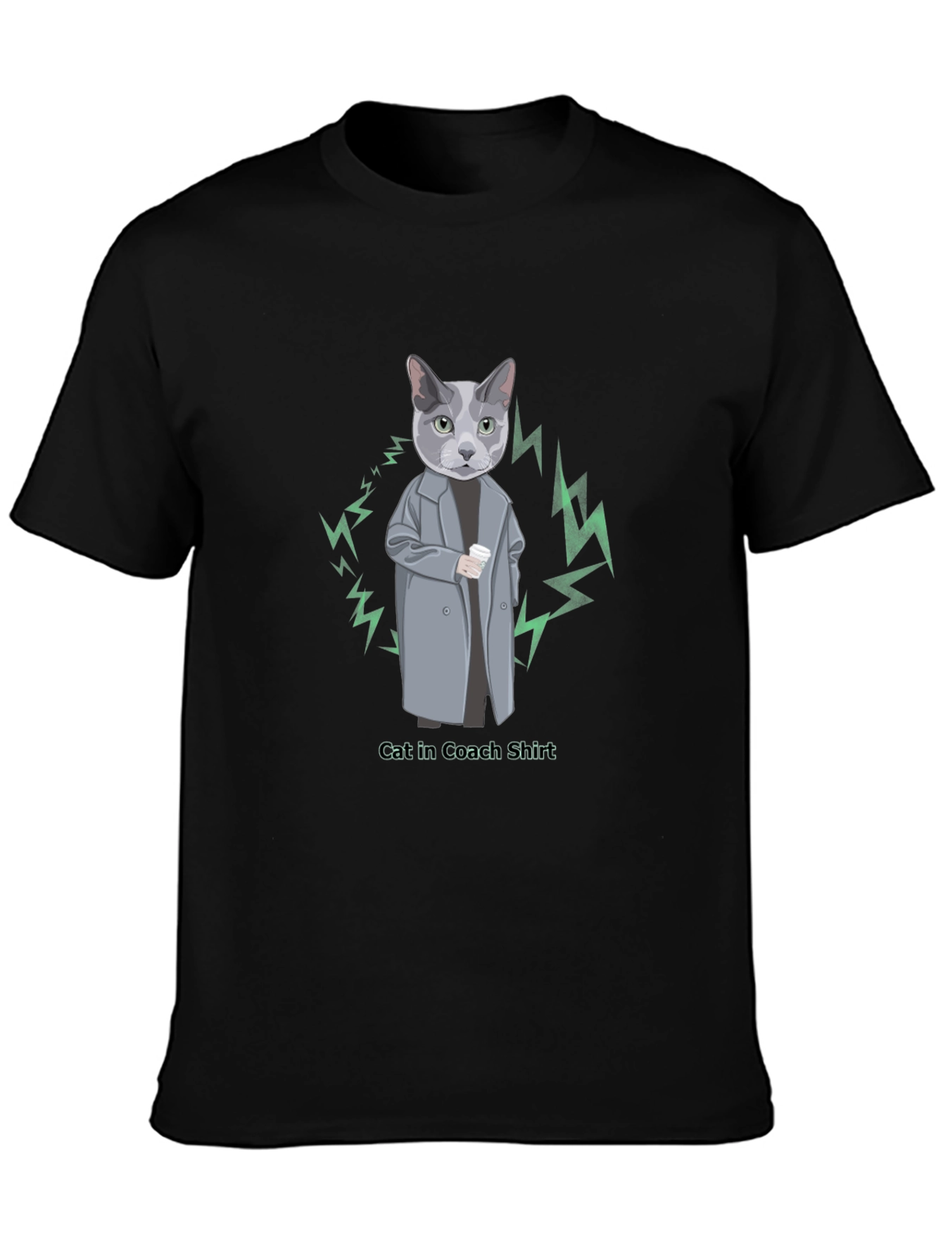 Black Cool Cat in Coach T-Shirt view 3