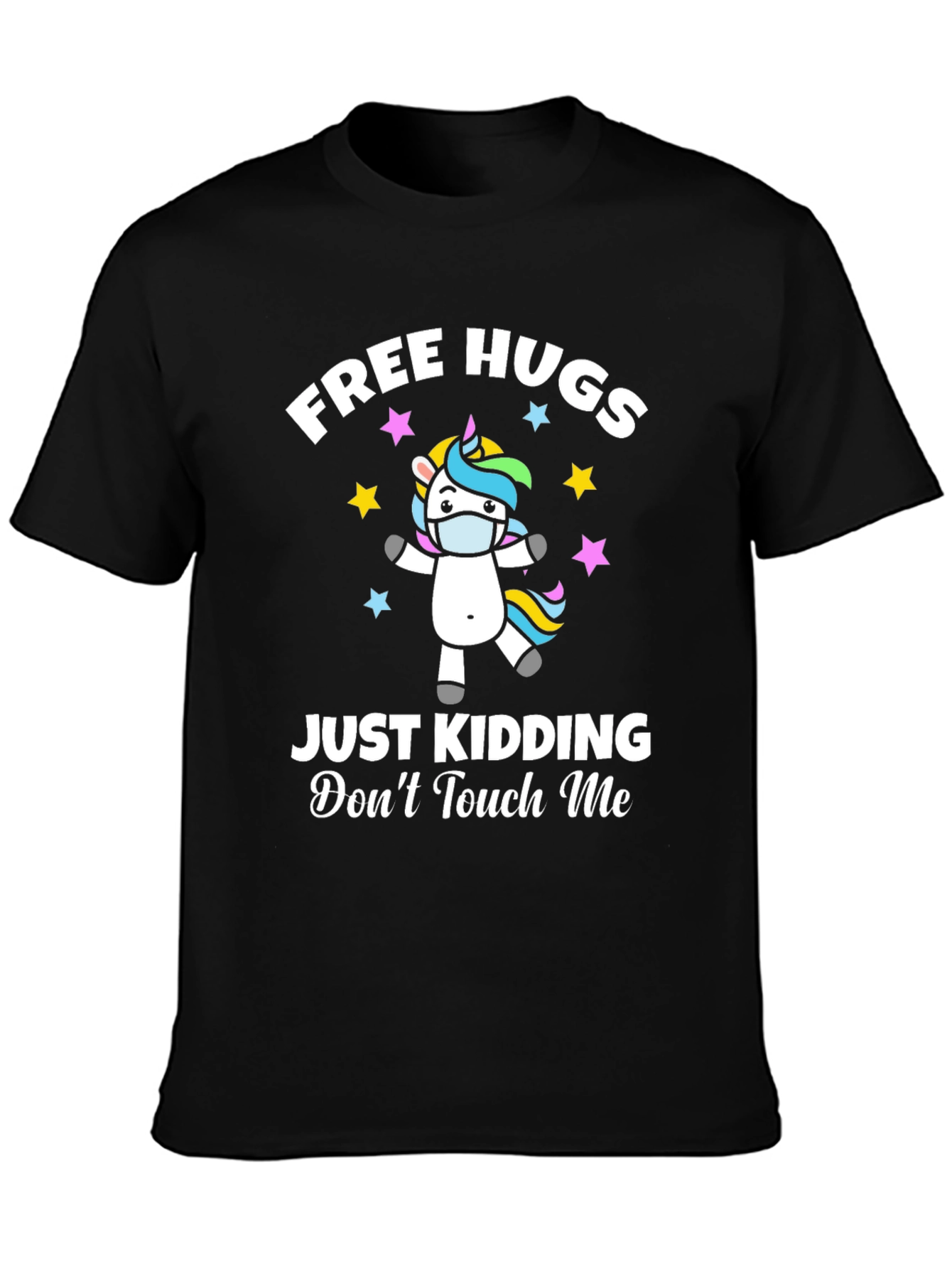 Black Free Hugs - Just Kidding T-Shirt view 3