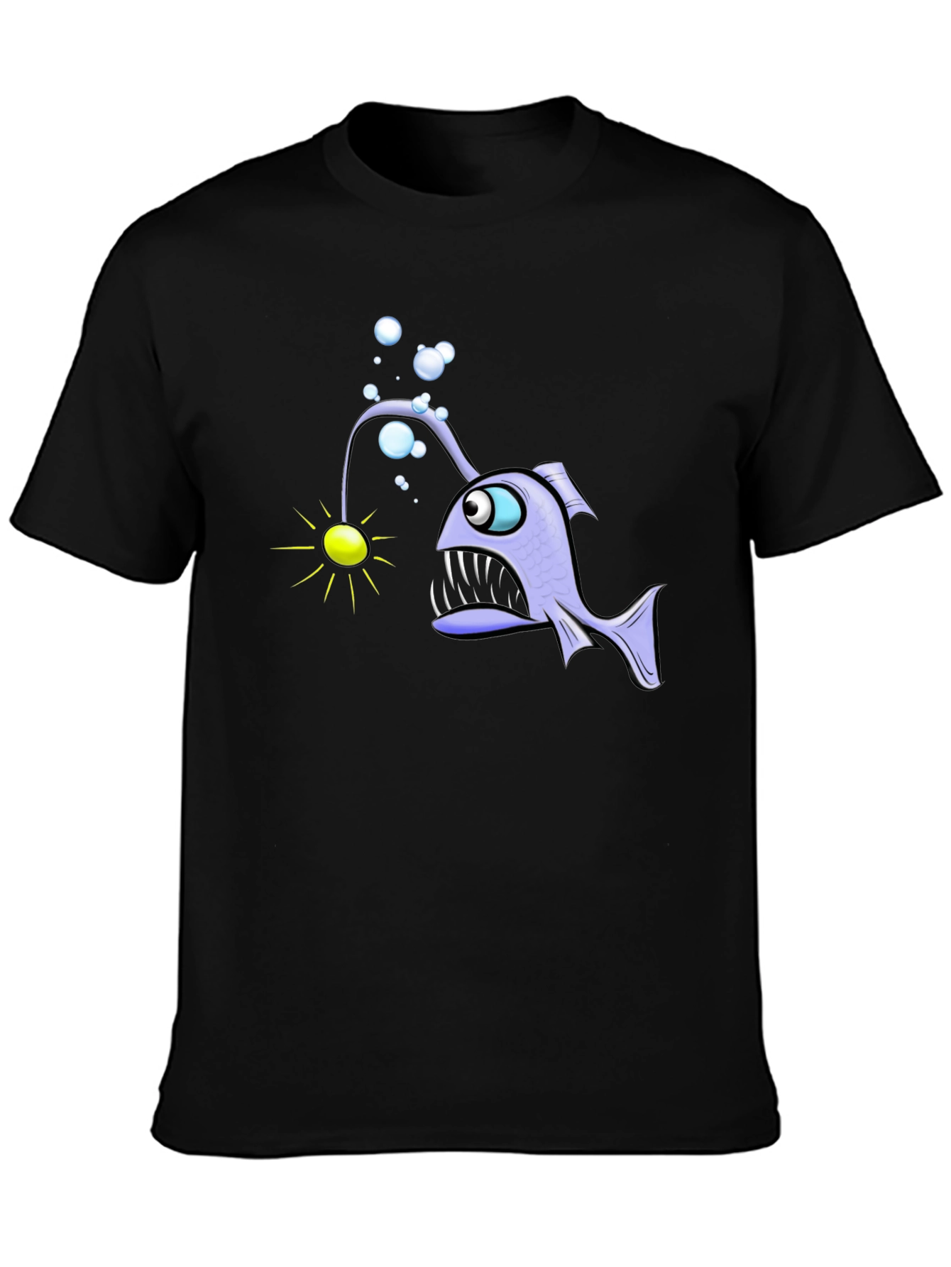 Black Angler Fish Graphic T-Shirt - Unique Design view 3
