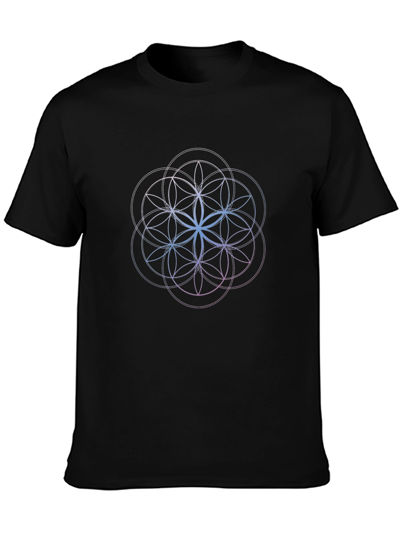 Black Geometric Flower of Life T-Shirt - Black view 3