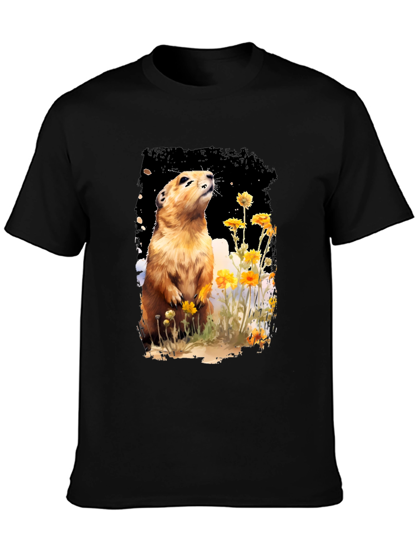 Black Prairie Dog T-Shirt - Unisex Black Tee view 3