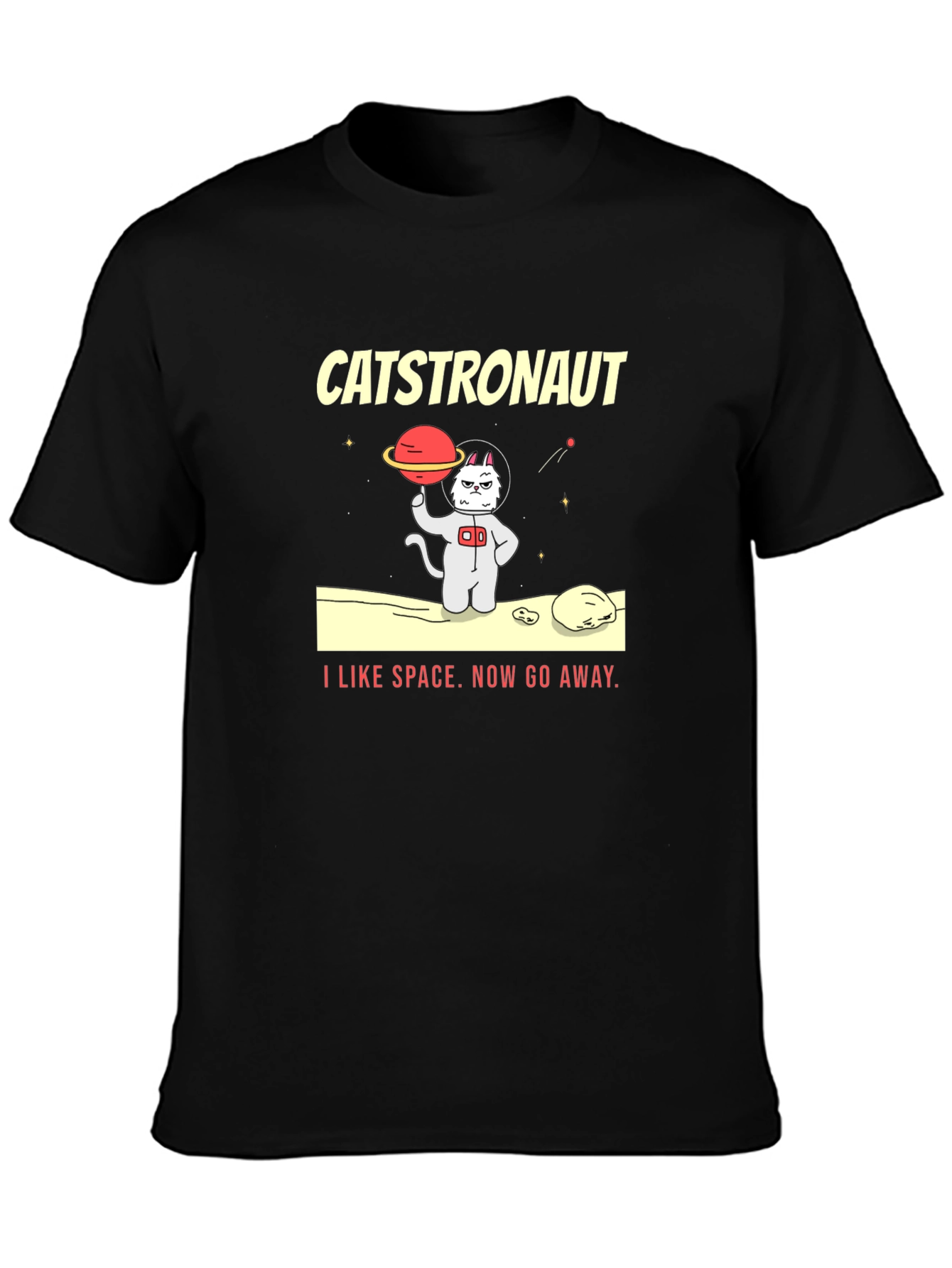 Black Catstronaut Graphic T-Shirt - I Like Space view 3