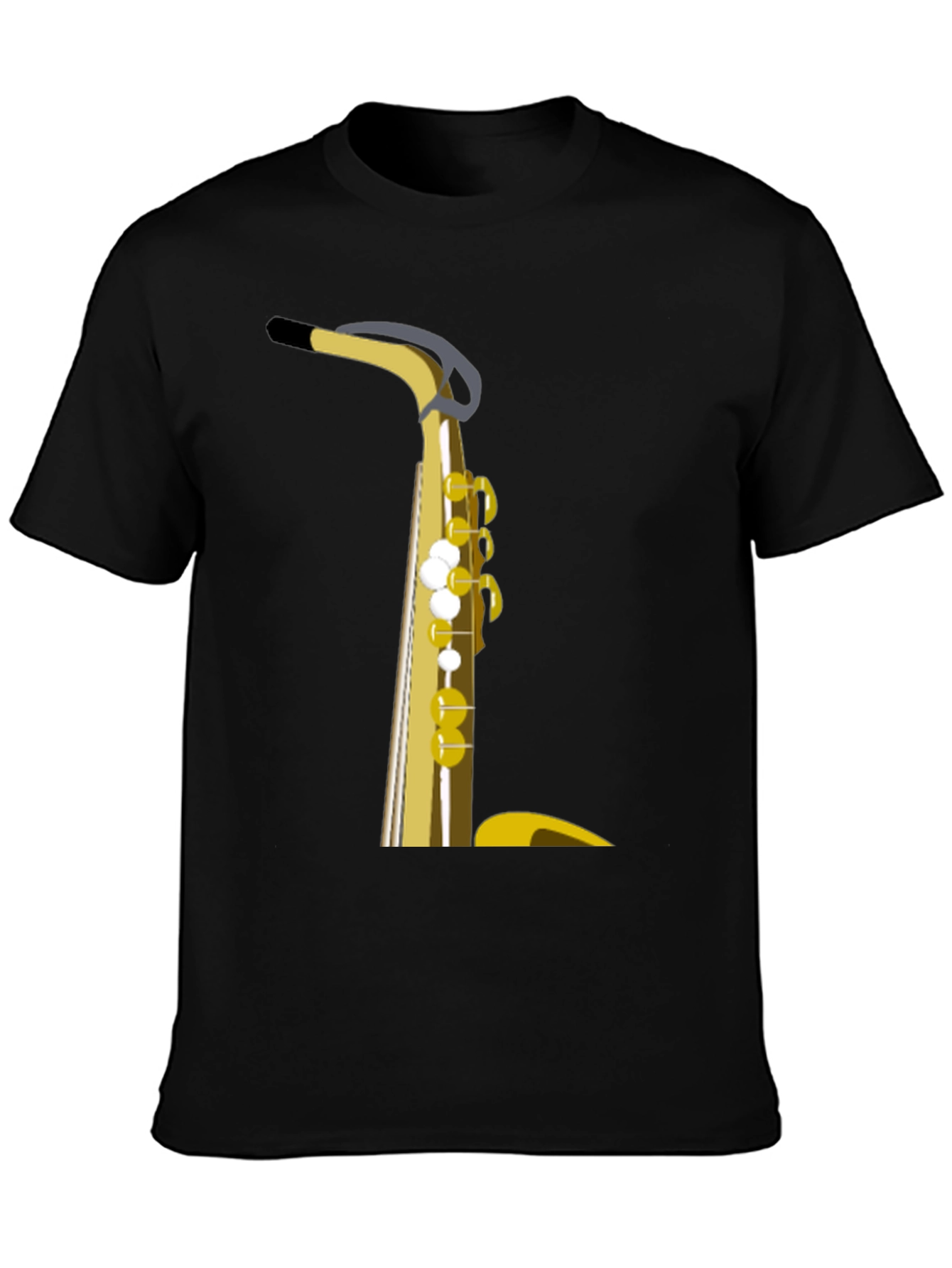 Black Saxophone Graphic Tee - Musician's Black T-Shirt view 3