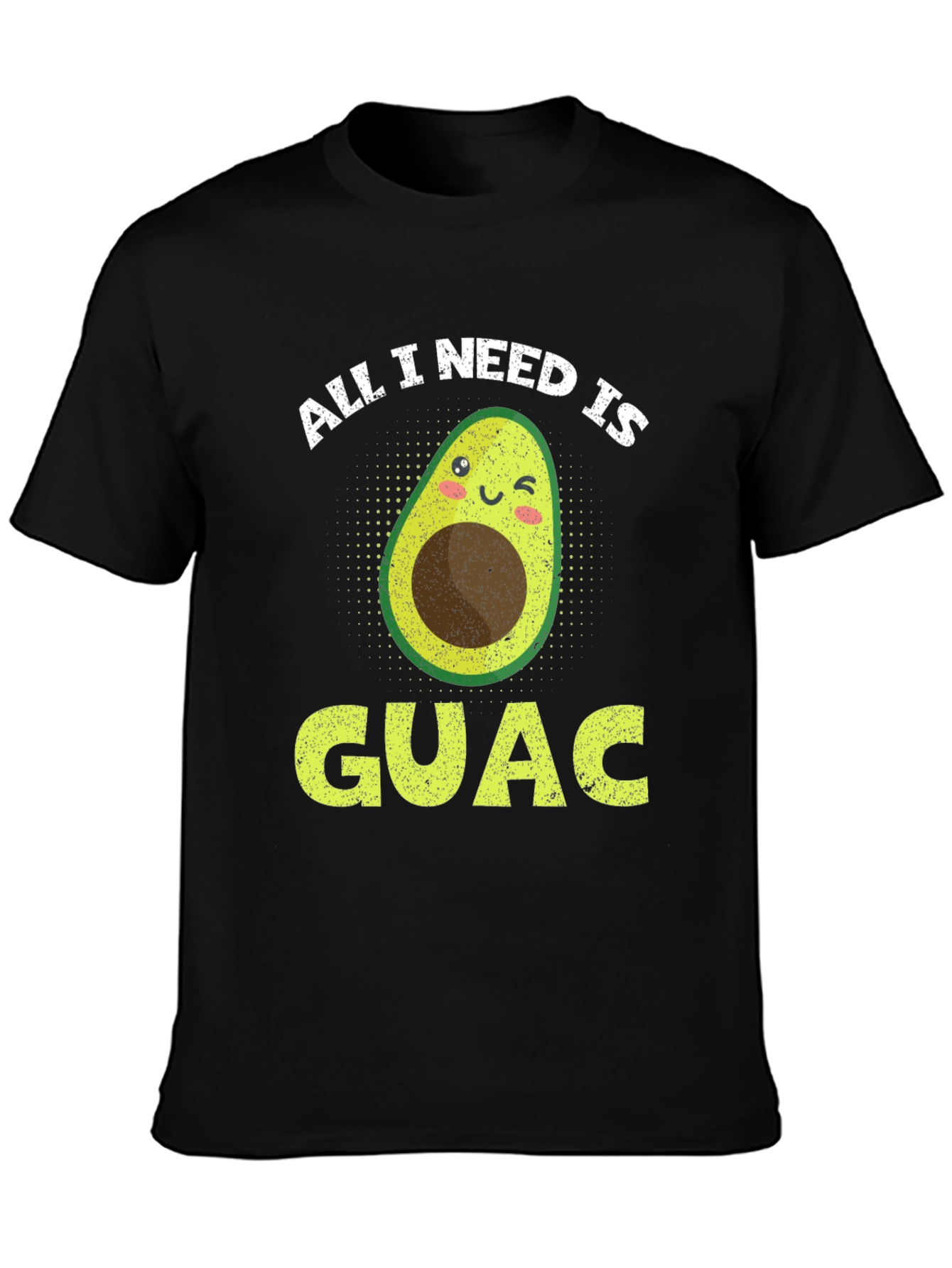 Black All I Need is Guac Funny Avocado Graphic T-Shirt view 3