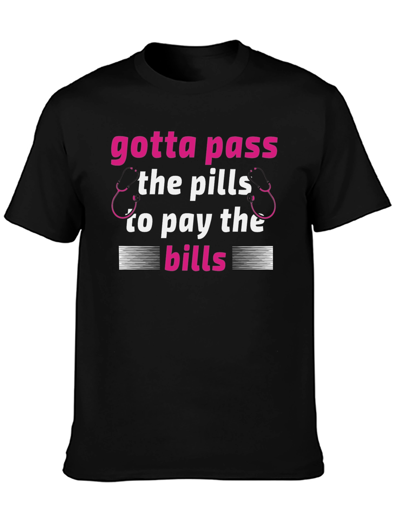 Black Gotta Pass the Pills T-Shirt view 3