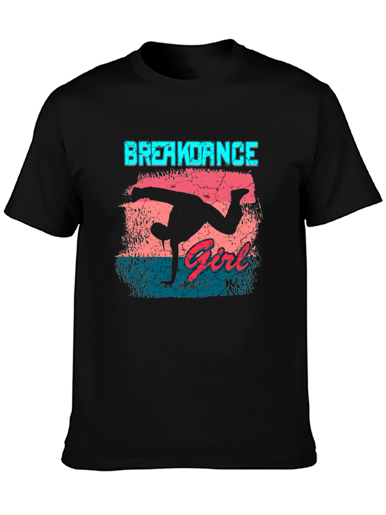 Black Breakdance Girl Graphic Tee - Black Cotton Casual view 3