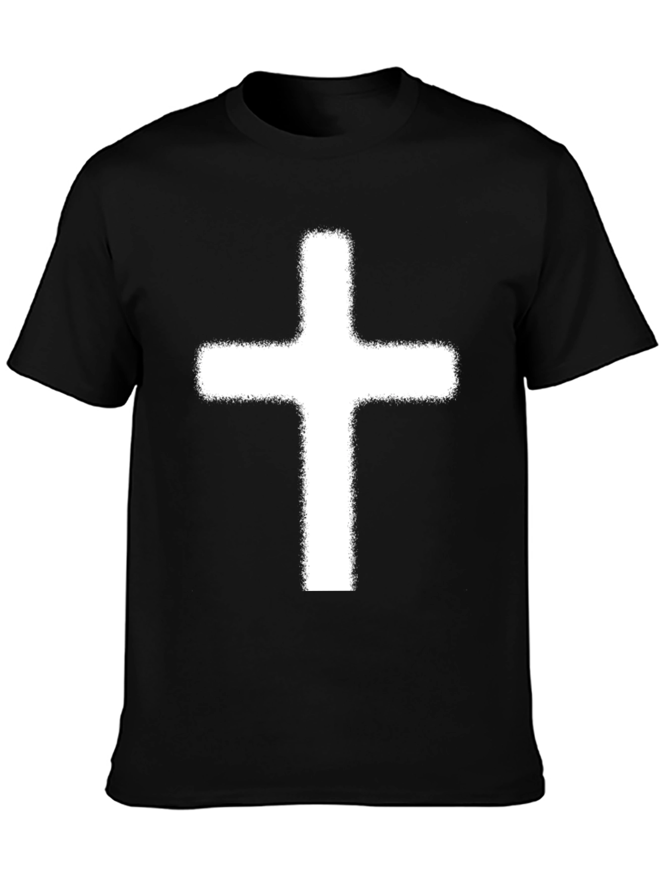 Black White Cross Graphic Print Black T-Shirt view 3