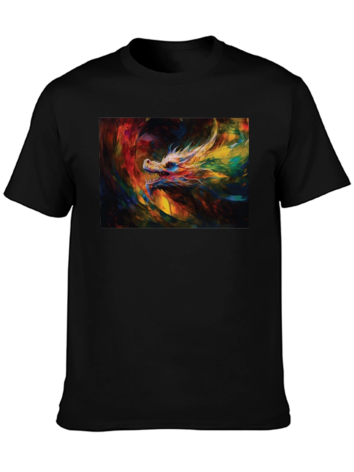 Black Colorful Dragon Graphic Tee - Unique Artistic Design view 3