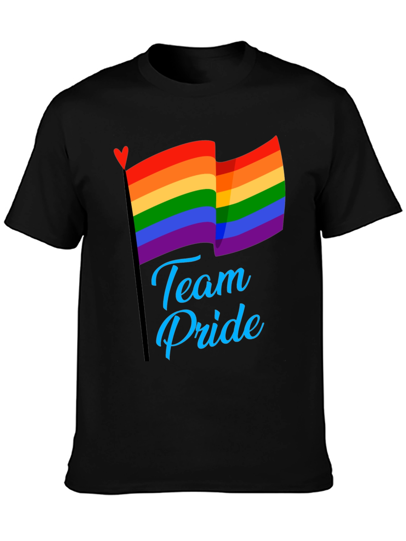 Black Team Pride LGBT Rainbow Flag Graphic T-Shirt view 3