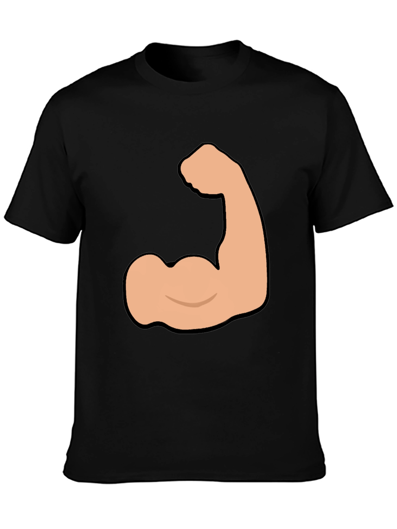 Black Funny Flexing Muscle Graphic Tee - Black Cotton T-Shirt view 3