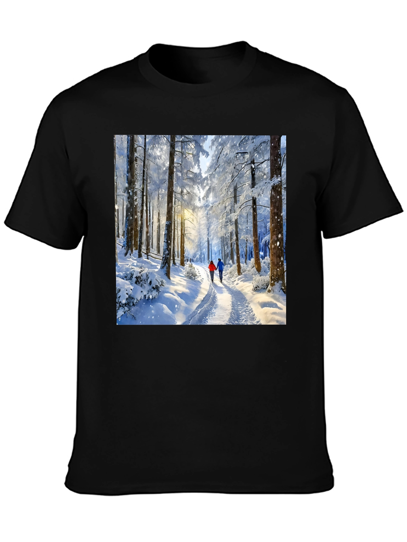 Black Winter Forest Path Graphic Tee view 3