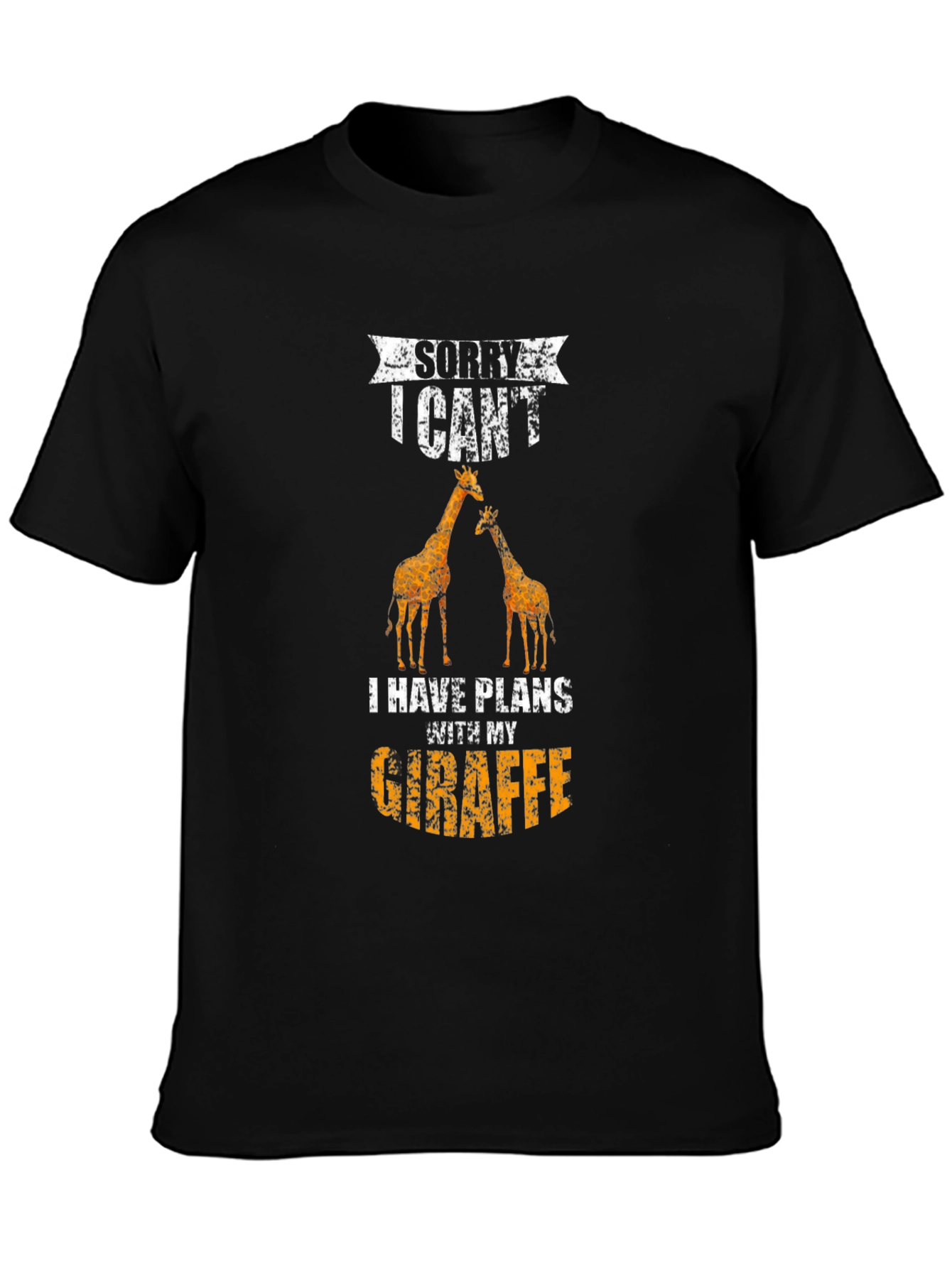 Black Funny Giraffe T-Shirt - Sorry I Can't, Giraffe Plans view 3