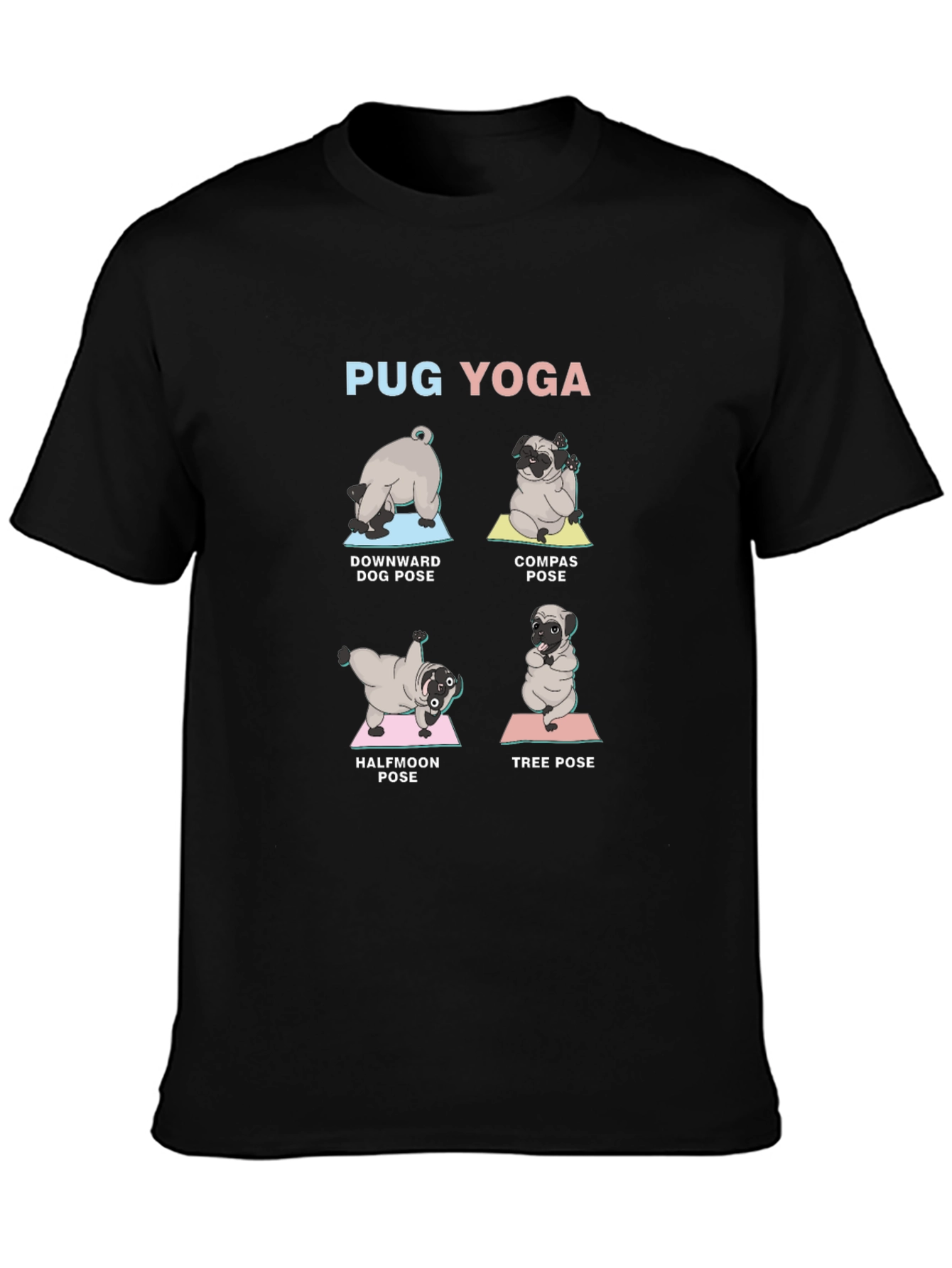 Black Pug Yoga T-Shirt - Funny Yoga Dog Tee view 3