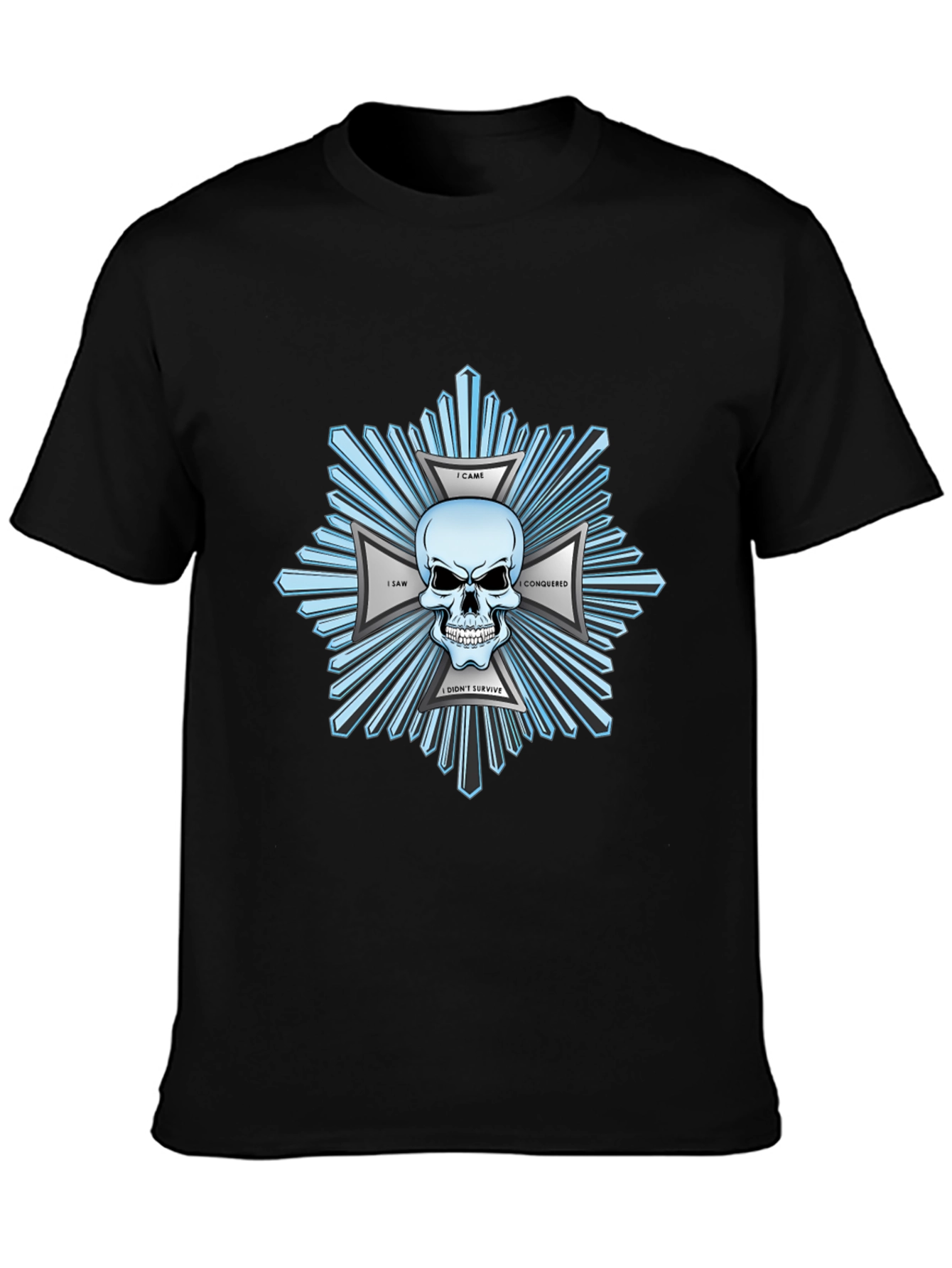 Black Skull & Crossbones Graphic Print Black T-Shirt view 3
