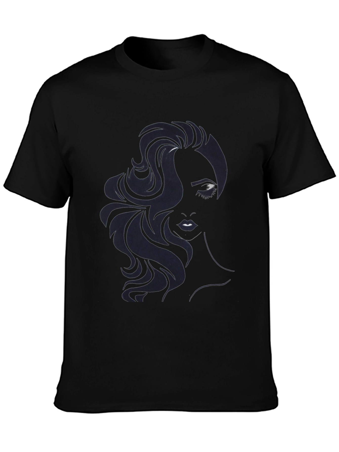 Black Woman's Portrait Graphic Black T-Shirt view 3