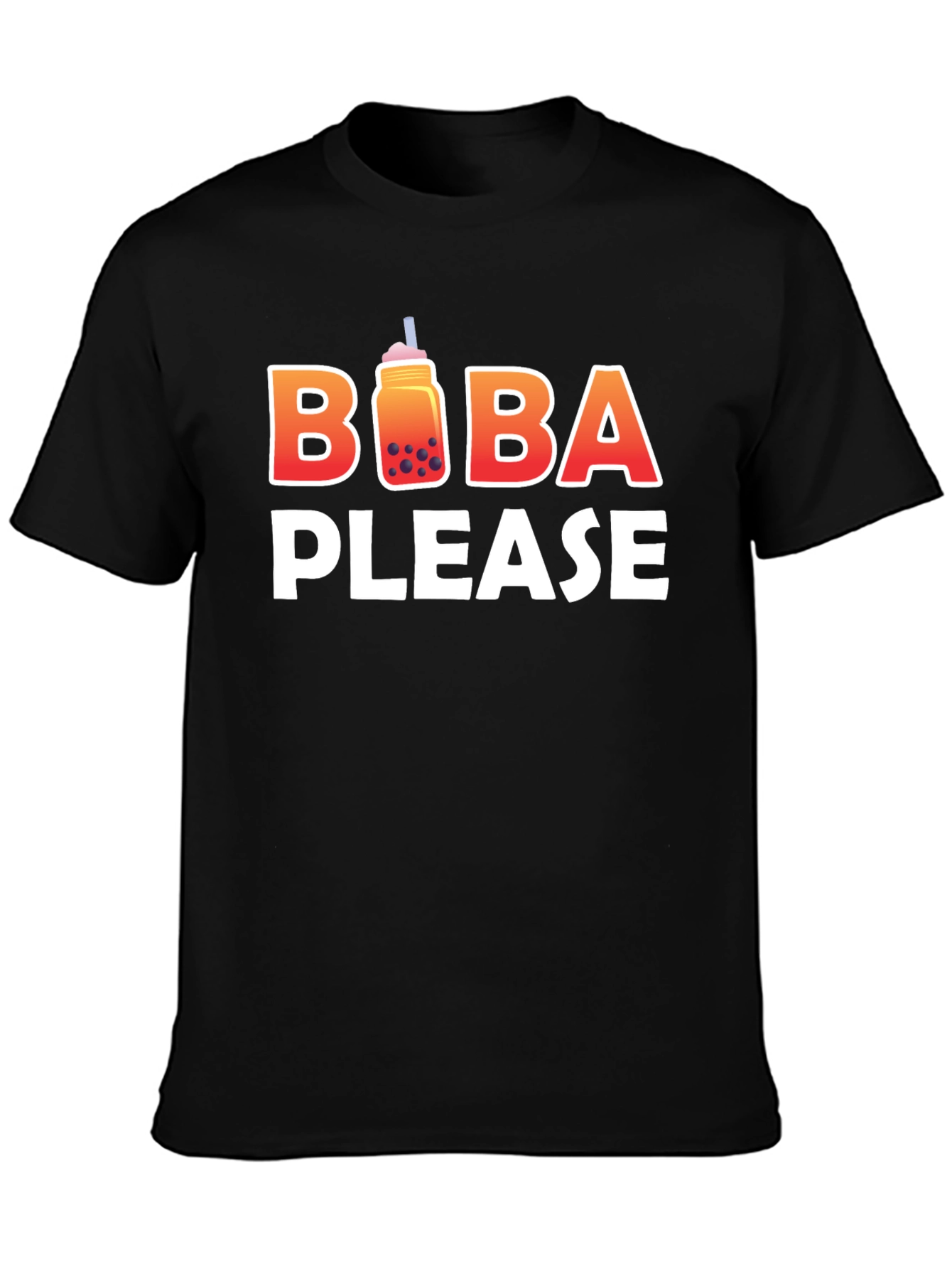 Black Boba Please Graphic T-Shirt - Cute Bubble Tea Lover Tee view 3