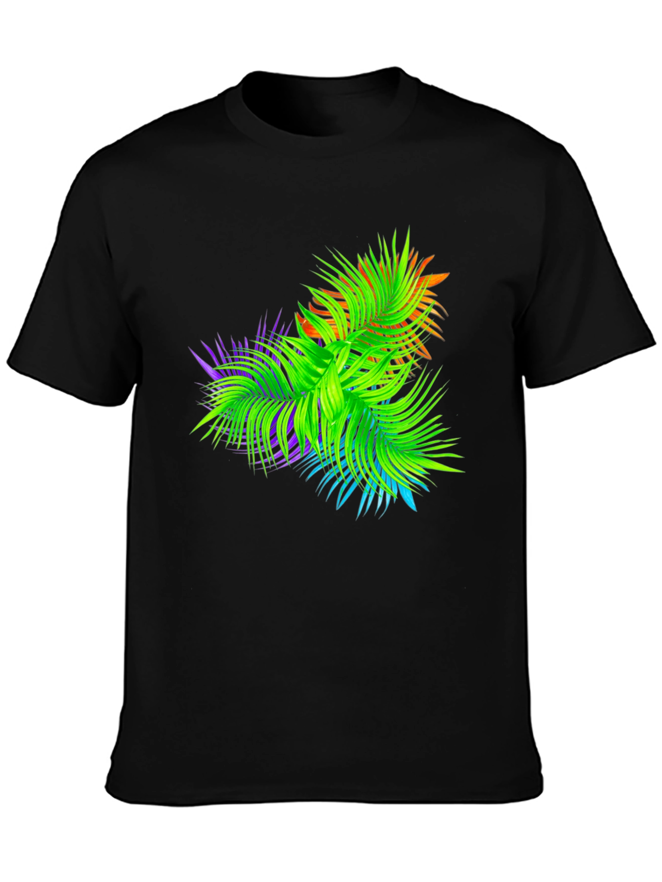 Black Tropical Palms Black Graphic T-Shirt view 3