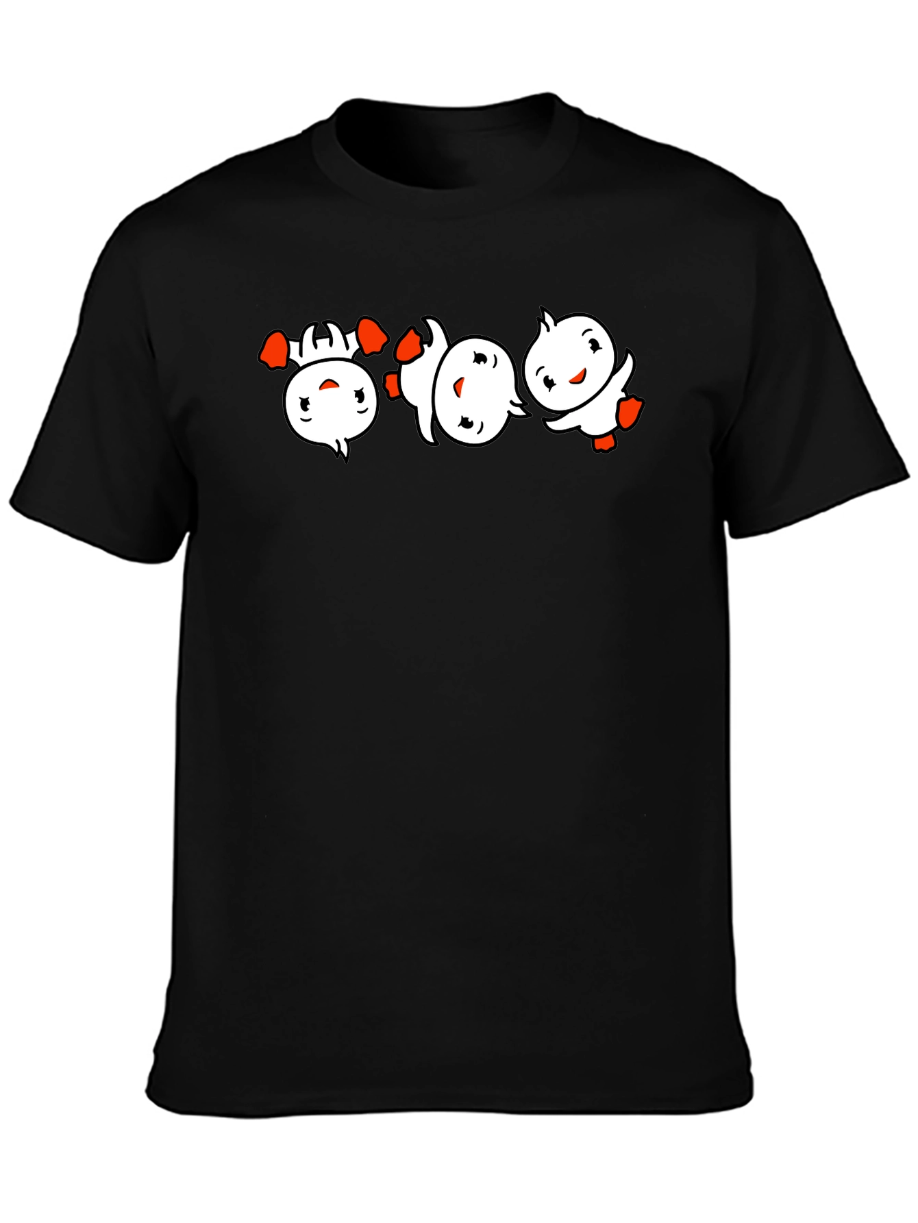 Black Black T-Shirt with Cartoon Duckling Design view 3