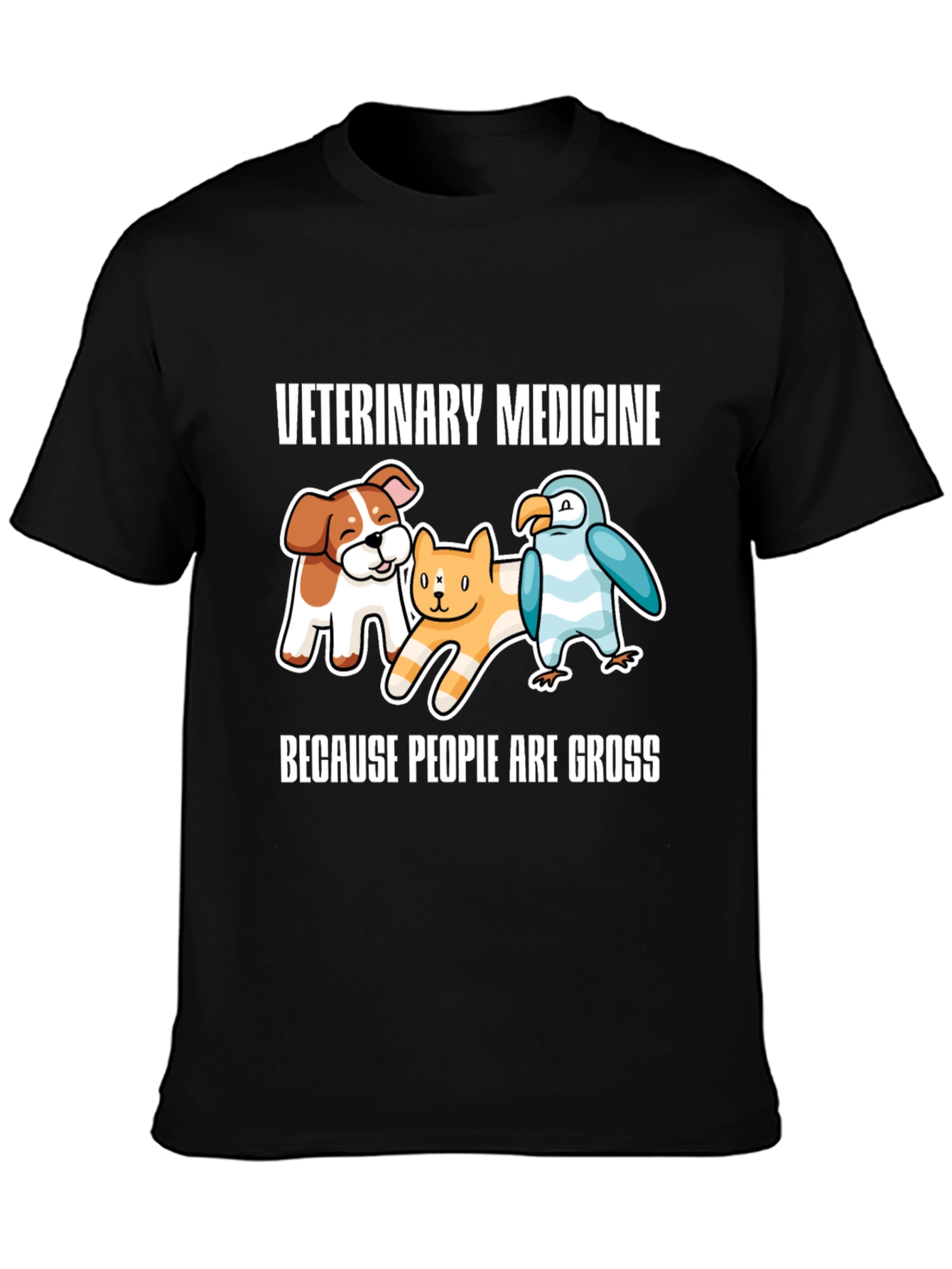 Black Veterinary Medicine Cartoon Graphic Tee view 3