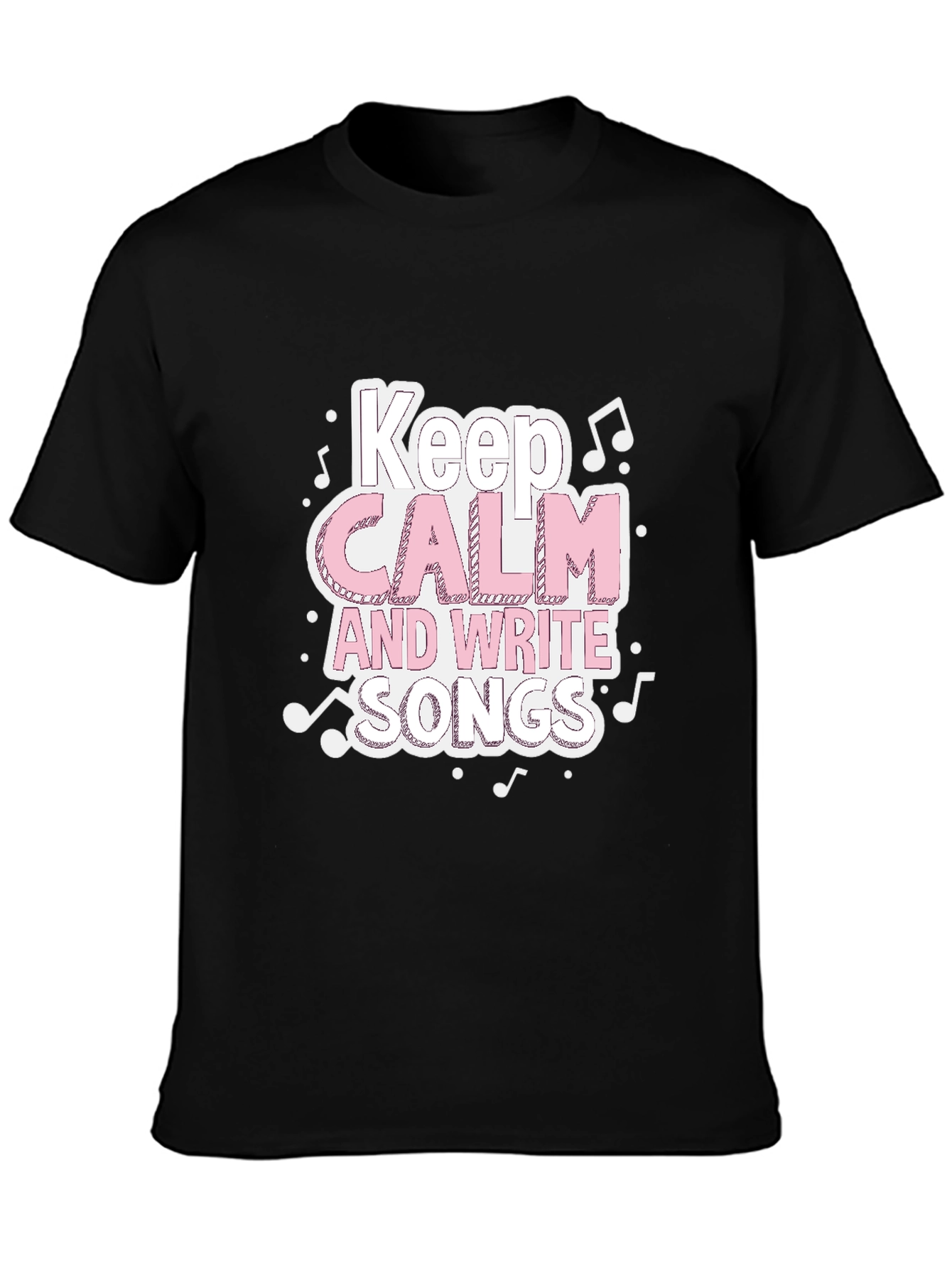 Black Keep Calm & Write Songs T-Shirt - Music Lover Tee view 3