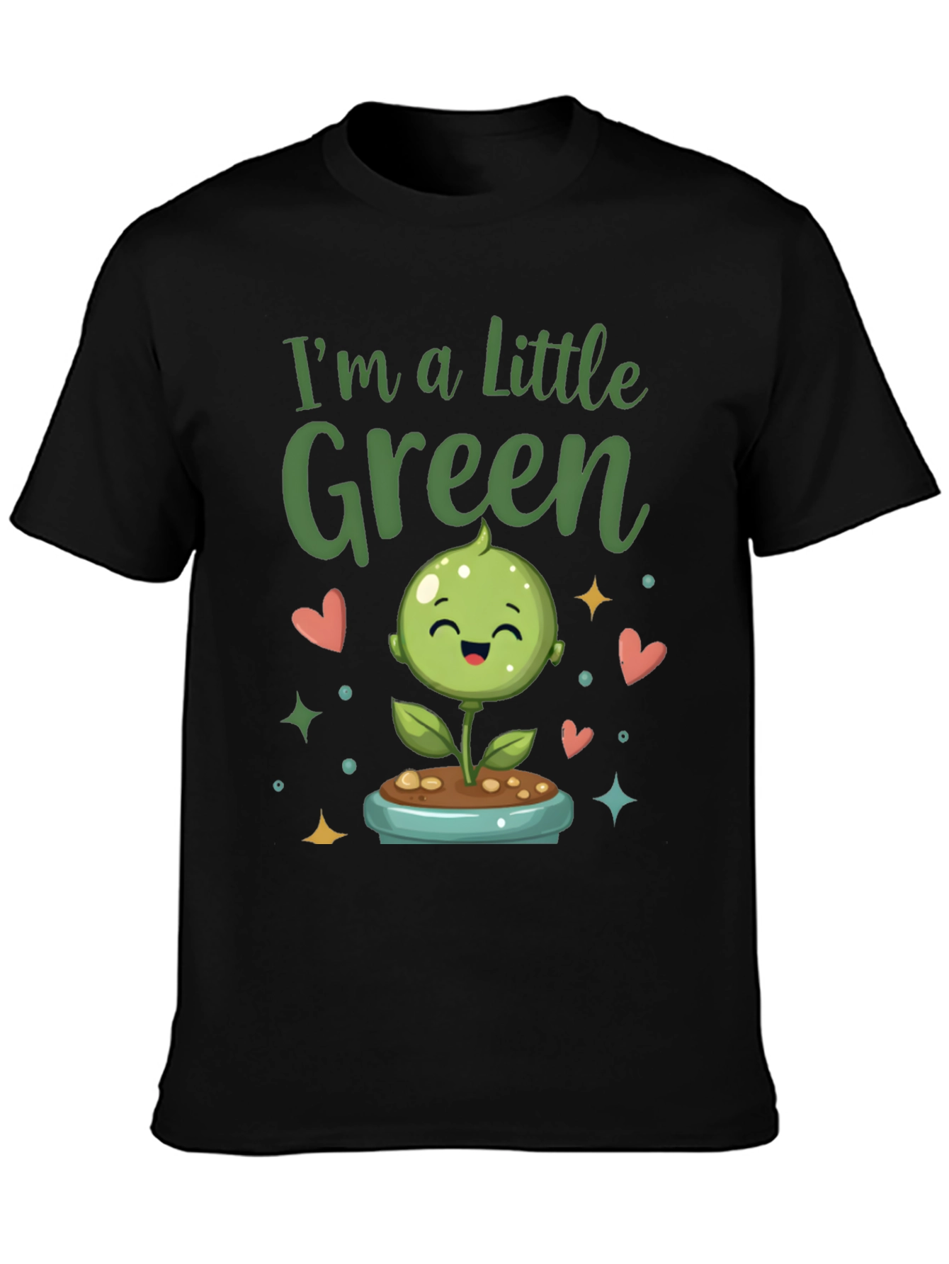 Black I'm A Little Green Cute Plant Shirt view 3
