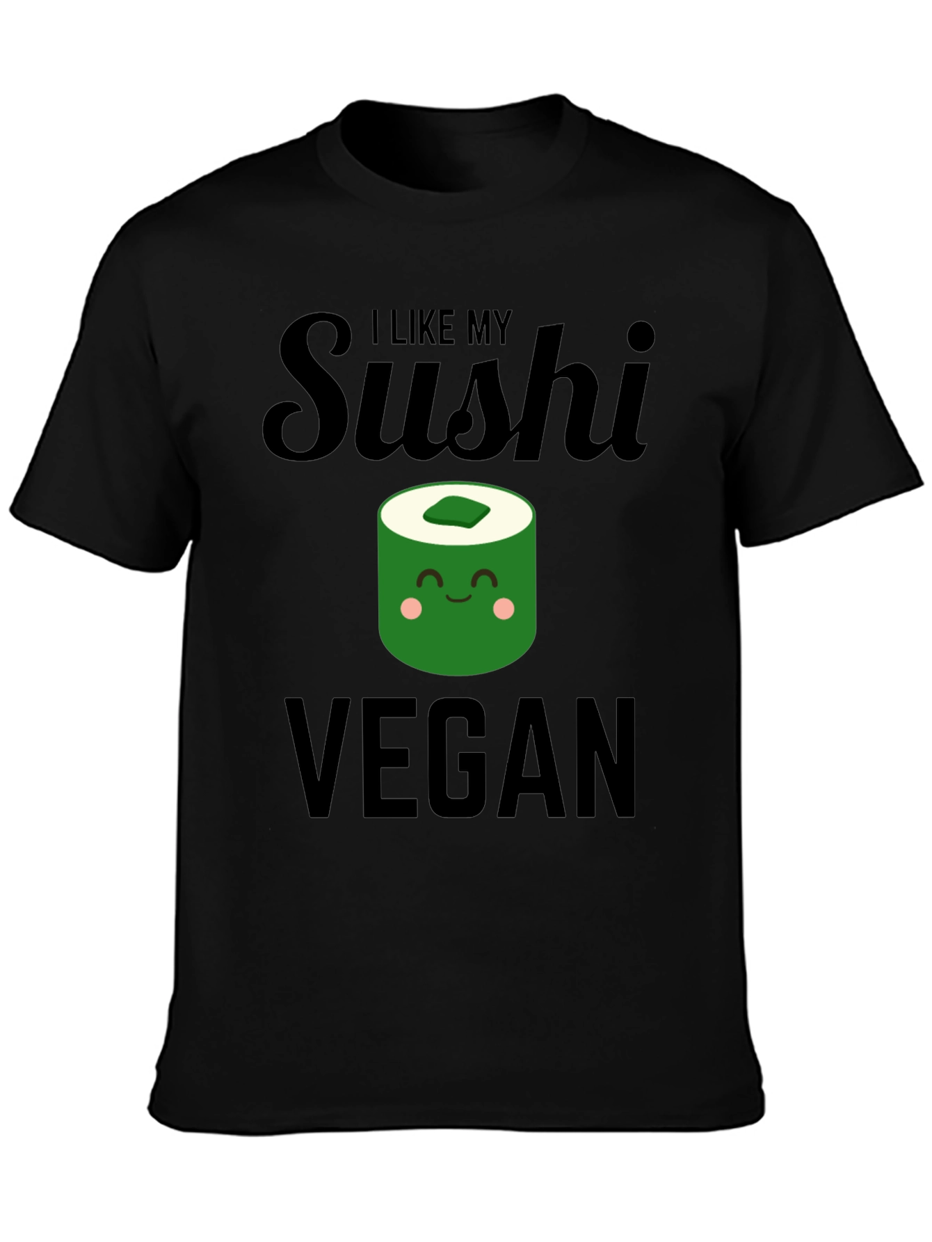 Black Vegan Sushi Graphic T-Shirt - Unisex Casual Tee view 3
