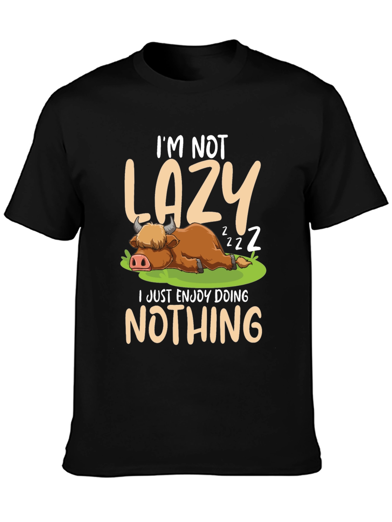 Black Lazy Cow T-Shirt - Enjoy Doing Nothing view 3