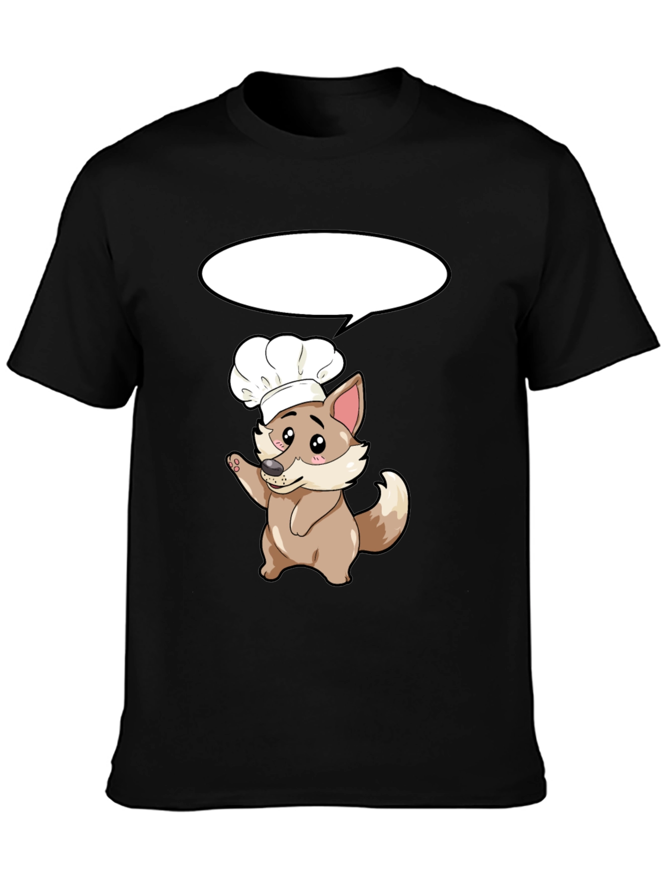 Black Chef Dog T-Shirt - Cute Cartoon Cook view 3