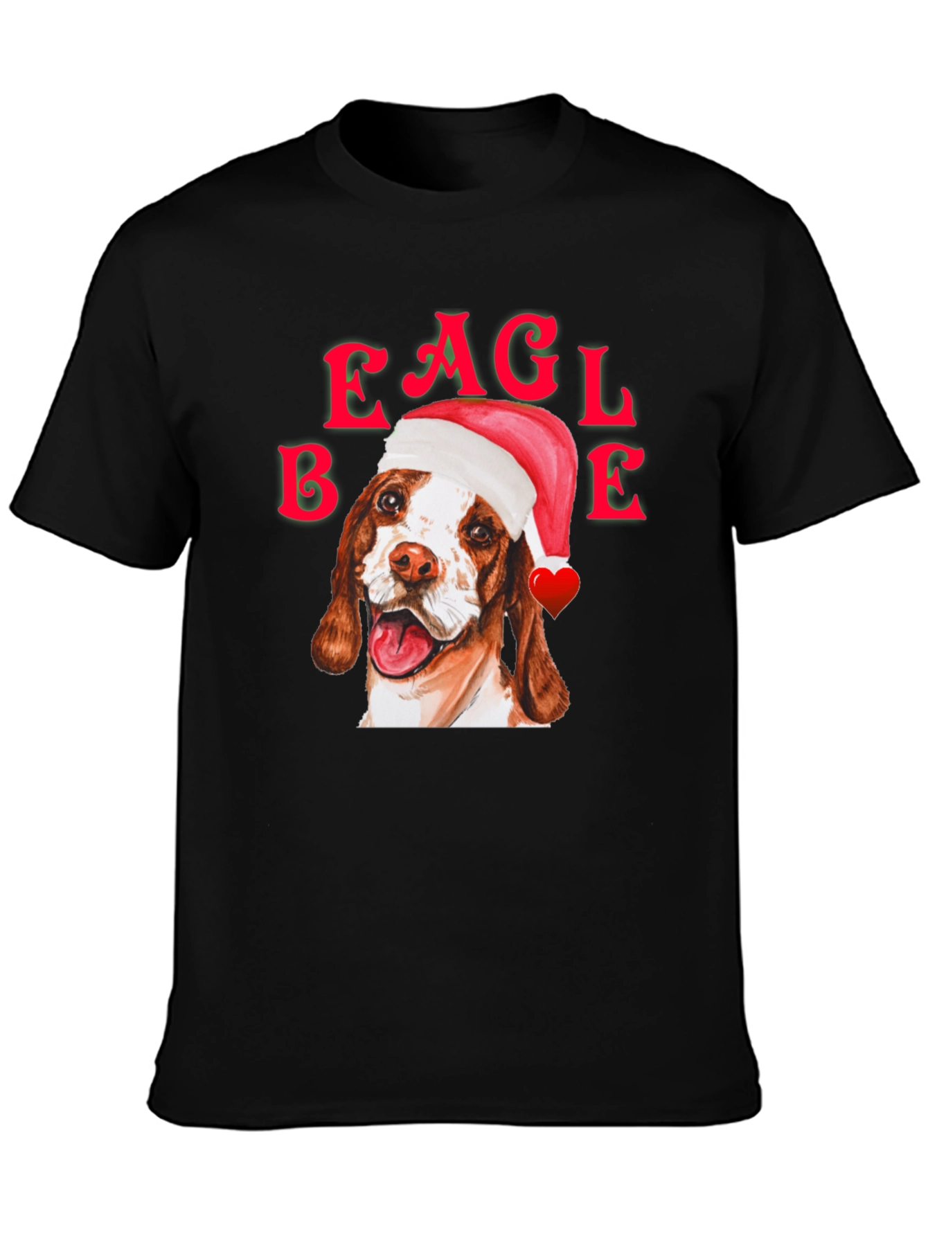 Black Eagle Beagle Christmas Dog T-Shirt view 3